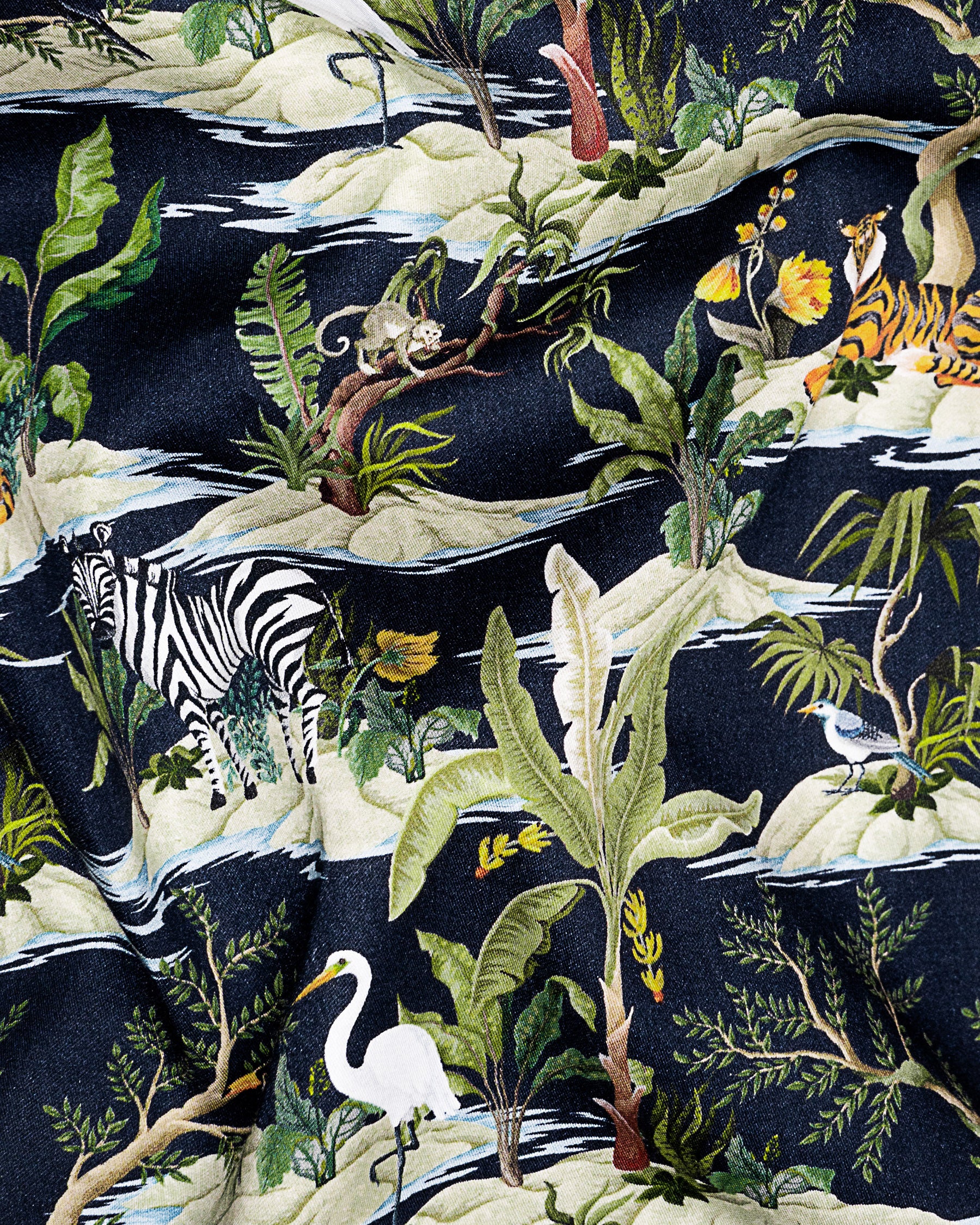 Navy Jungle Art Print Premium Cotton Shirt