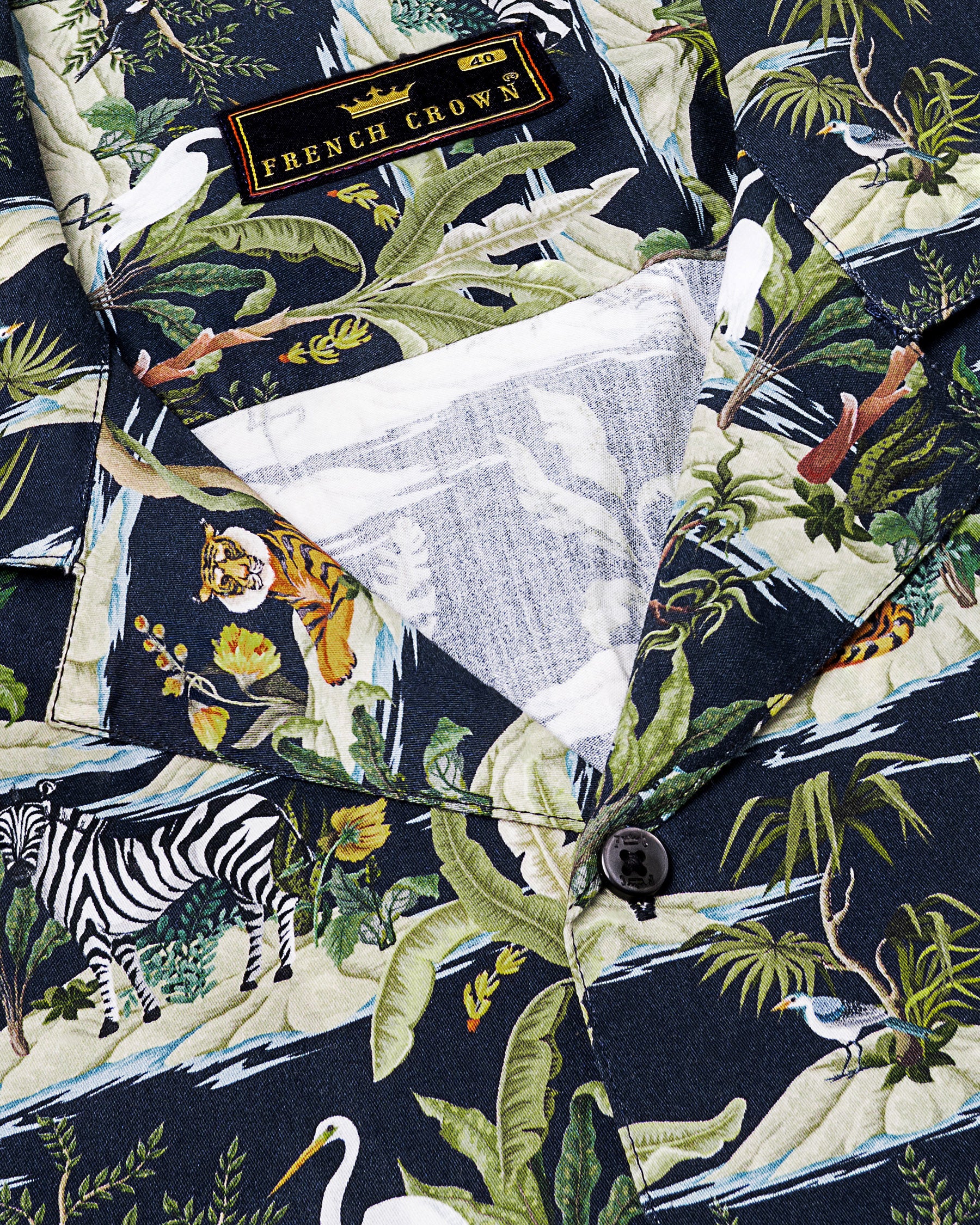 Navy Jungle Art Print Premium Cotton Shirt