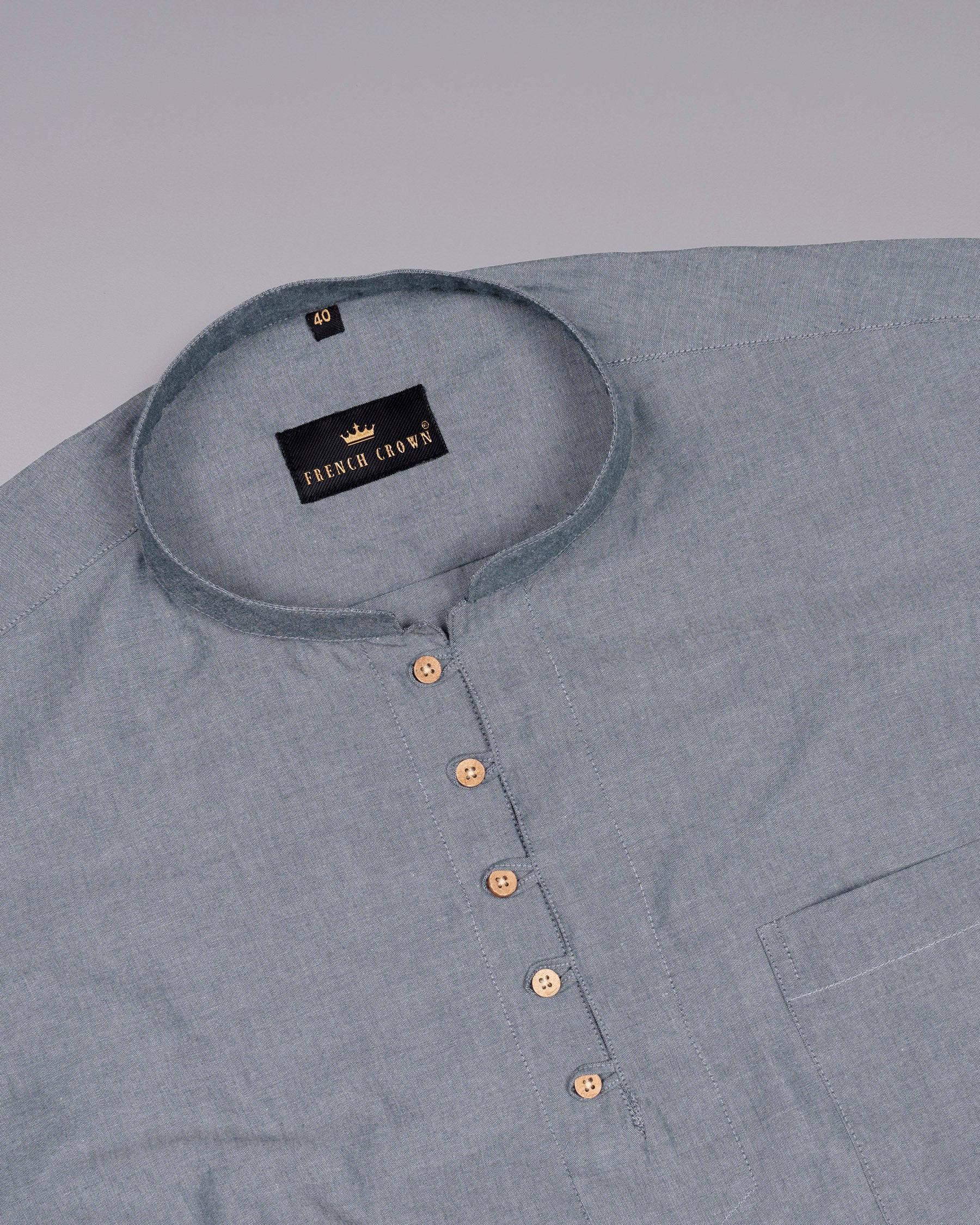 Navada Grey Royal Oxford Kurta Shirt