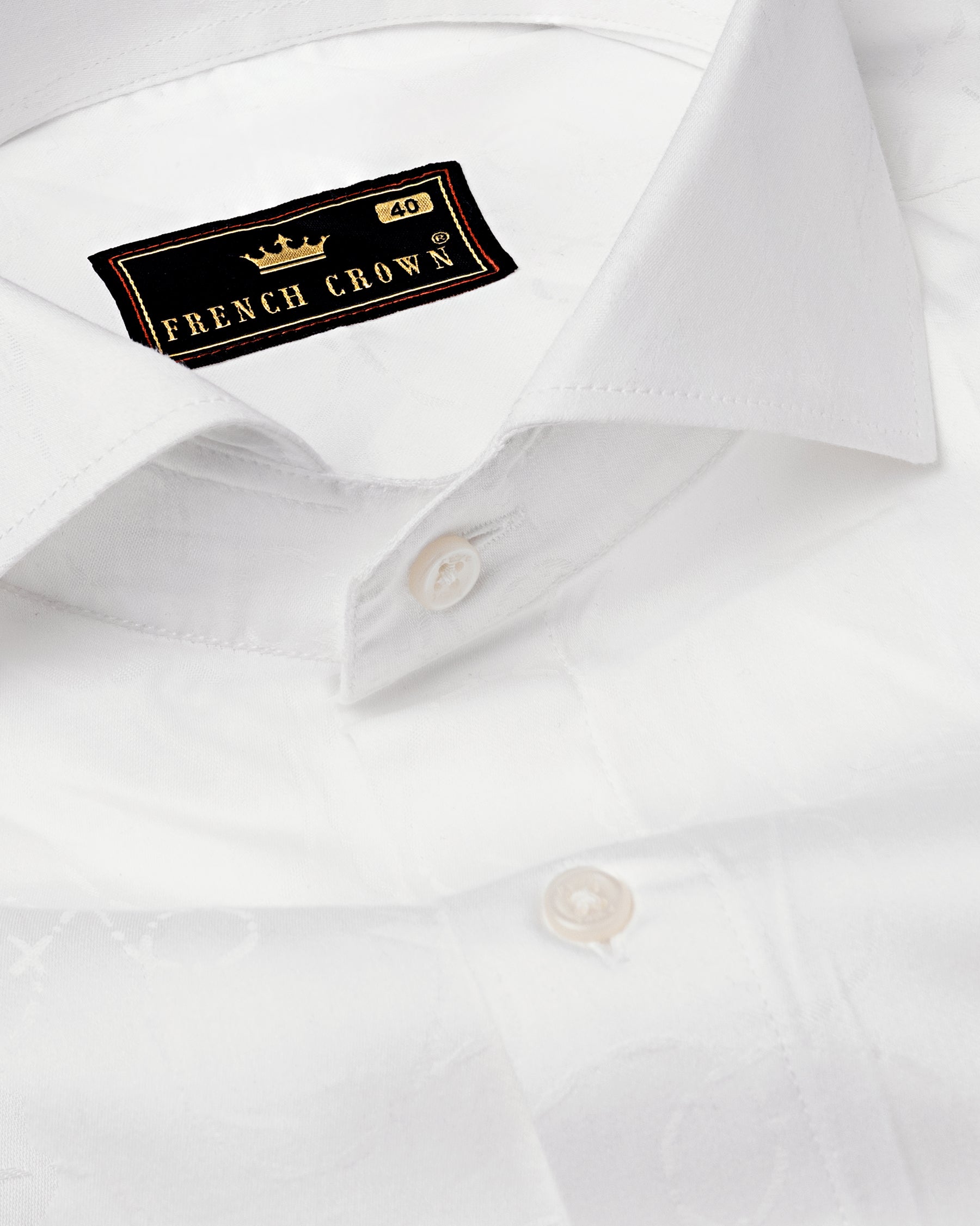 Bright White Jacquard Textured Premium Giza Cotton Shirt