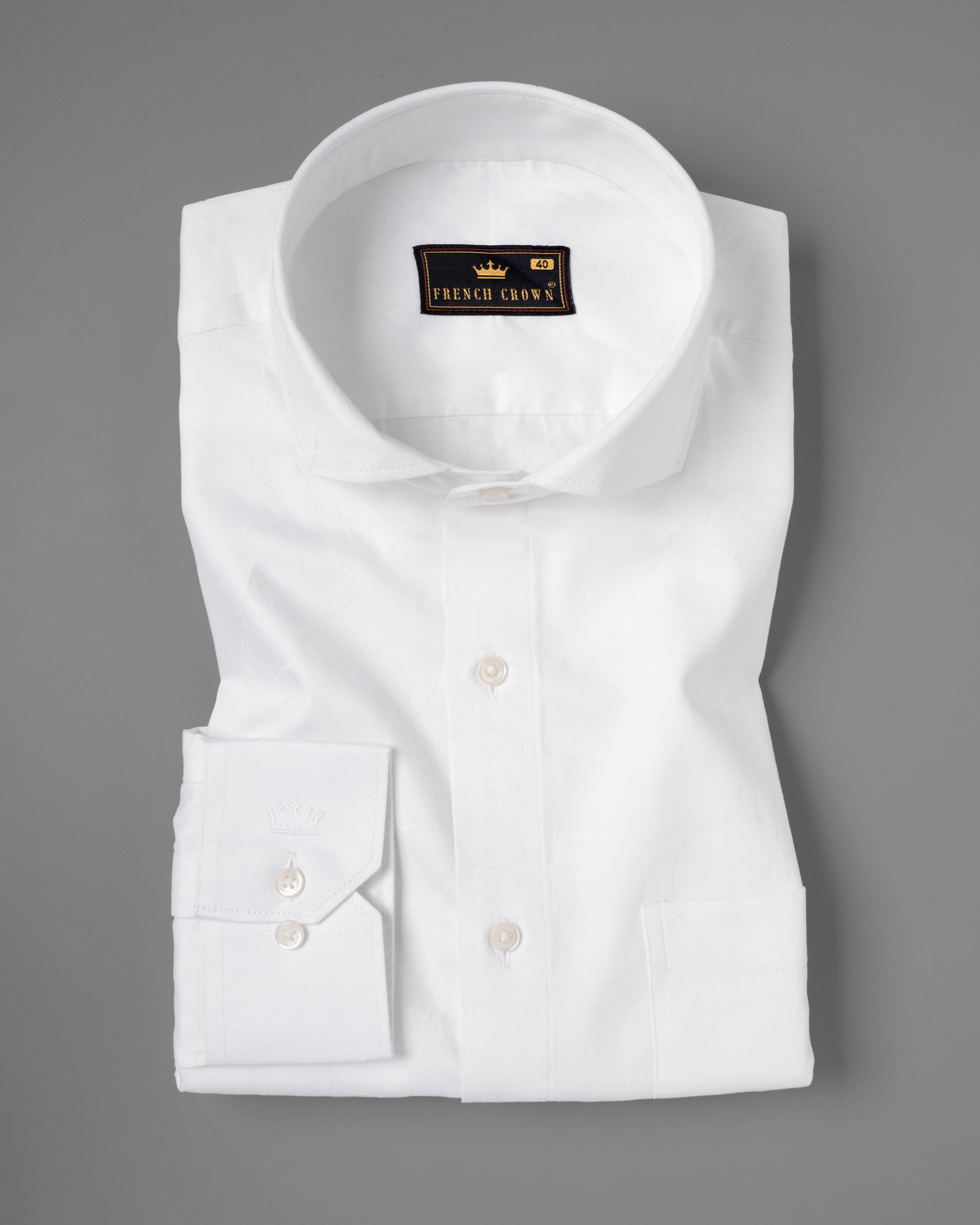 Bright White Jacquard Textured Premium Giza Cotton Shirt