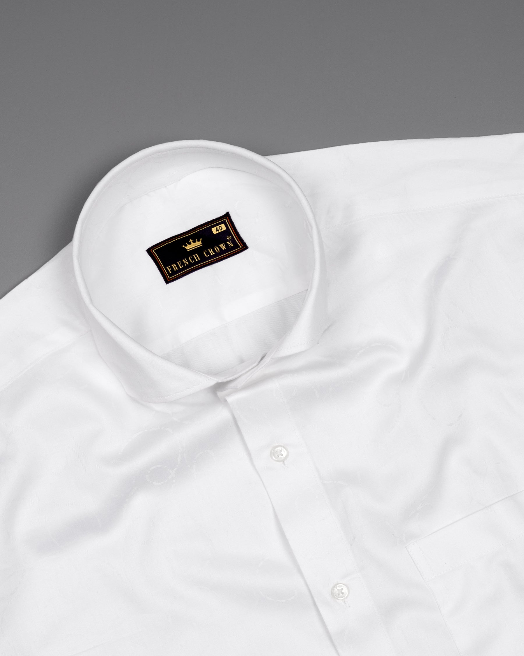 Bright White Jacquard Textured Premium Giza Cotton Shirt