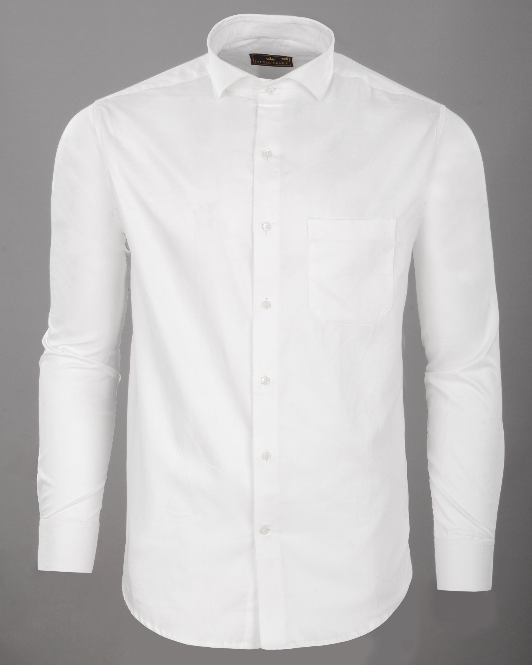 Bright White Jacquard Textured Premium Giza Cotton Shirt