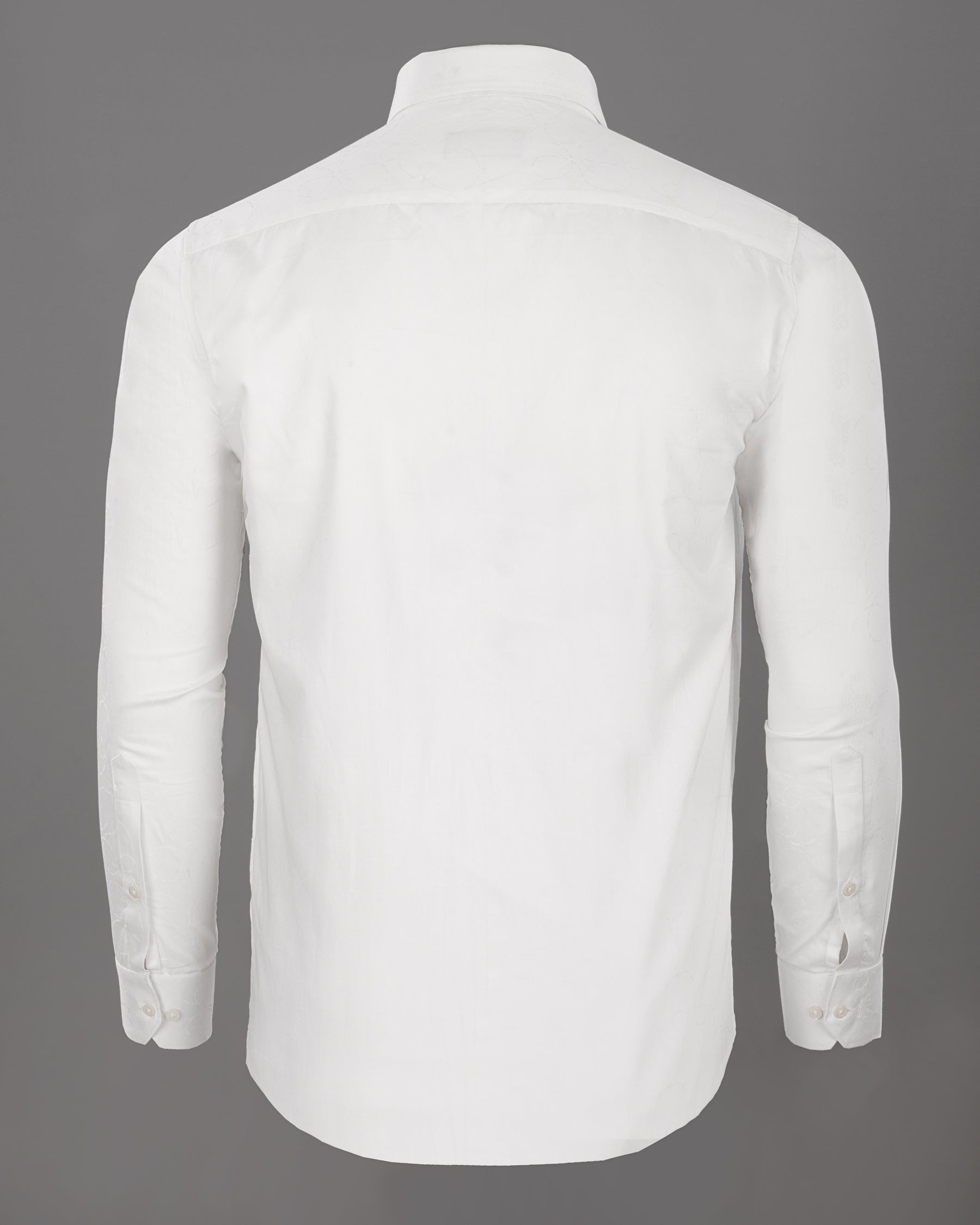 Bright White Jacquard Textured Premium Giza Cotton Shirt