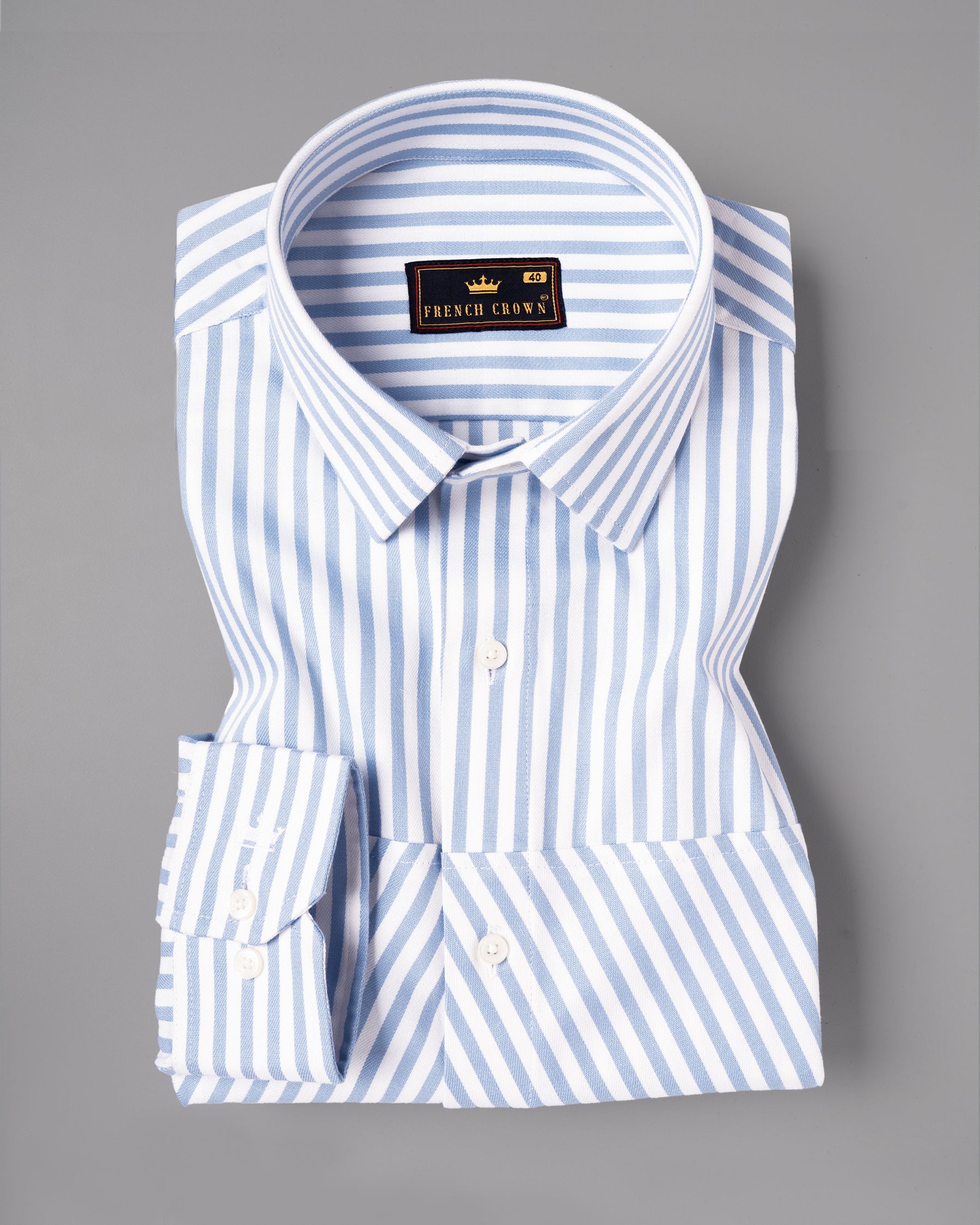 Milky White & Pigeon Post Striped Royal Oxford Designer Shirt