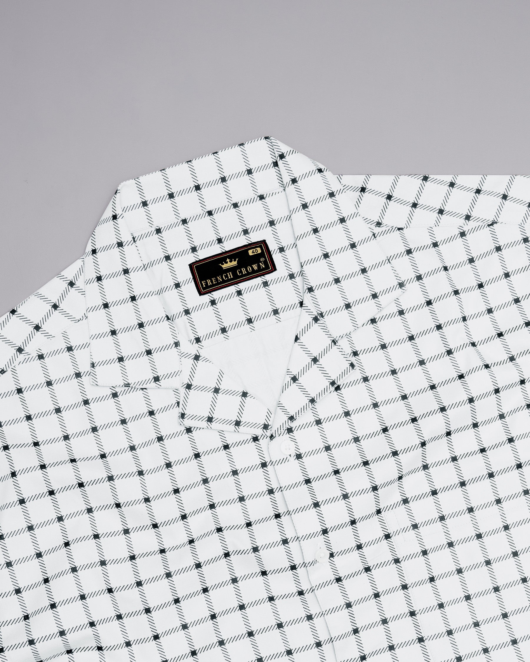 Grey with twill Black Windowpane Premium Cotton Shirt