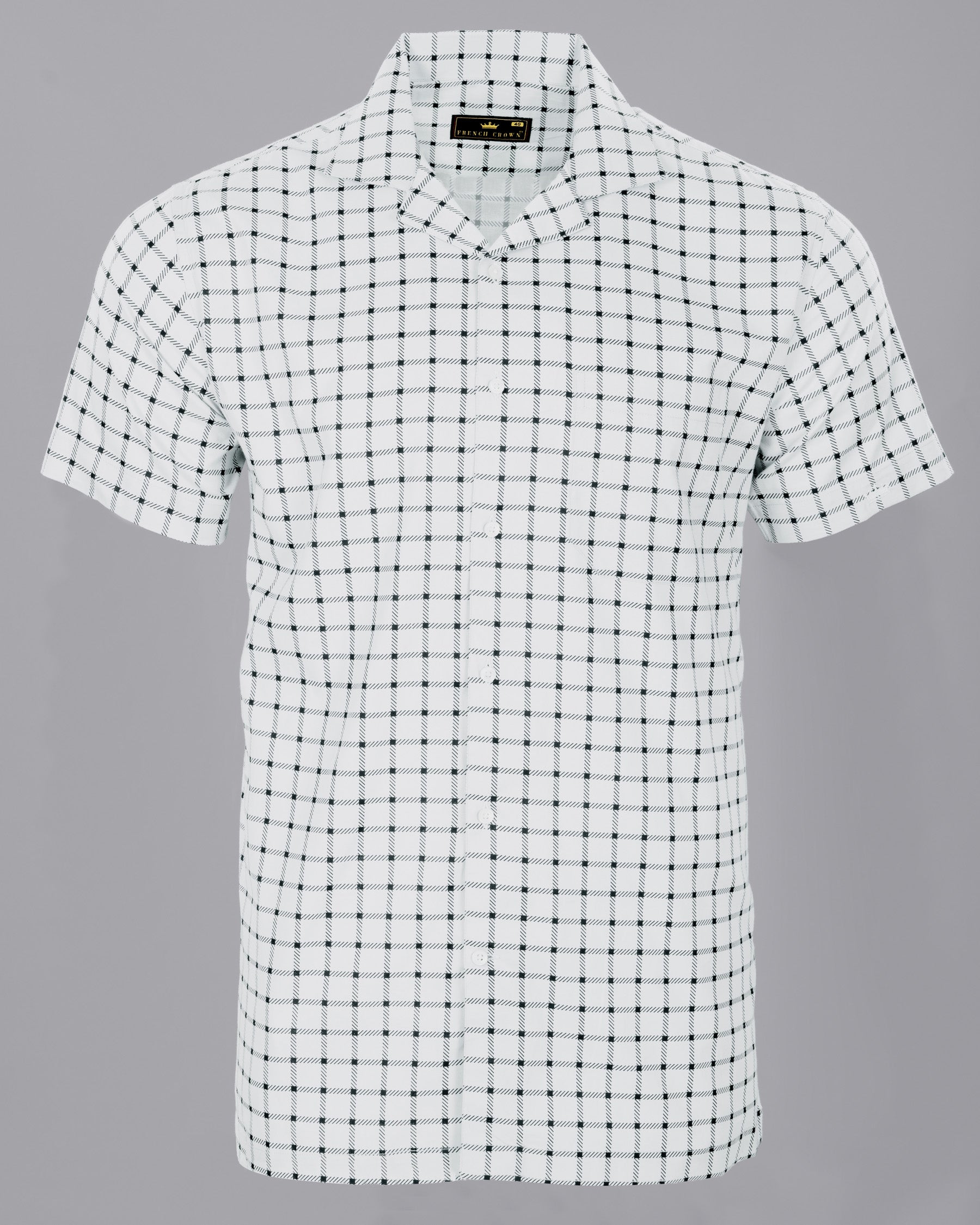 Grey with twill Black Windowpane Premium Cotton Shirt