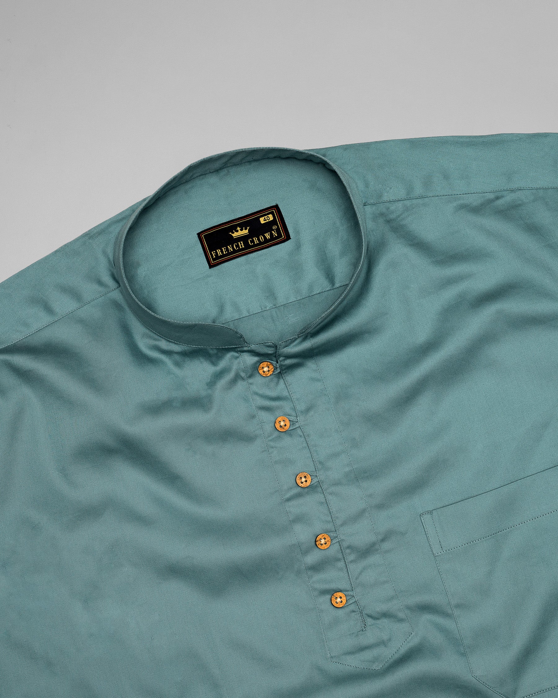 Nevada Blue Premium Cotton Kurta Style Shirt