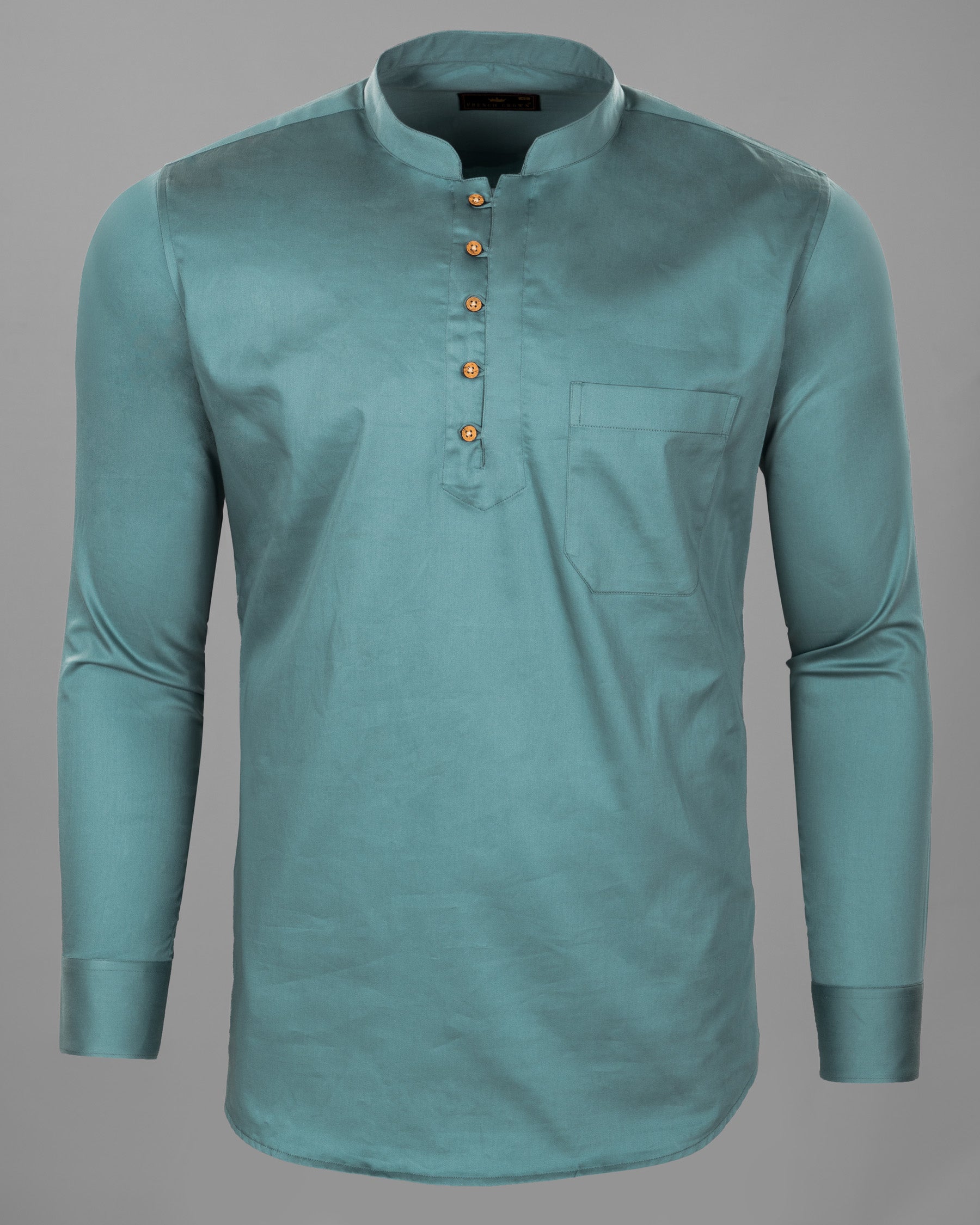 Nevada Blue Premium Cotton Kurta Style Shirt