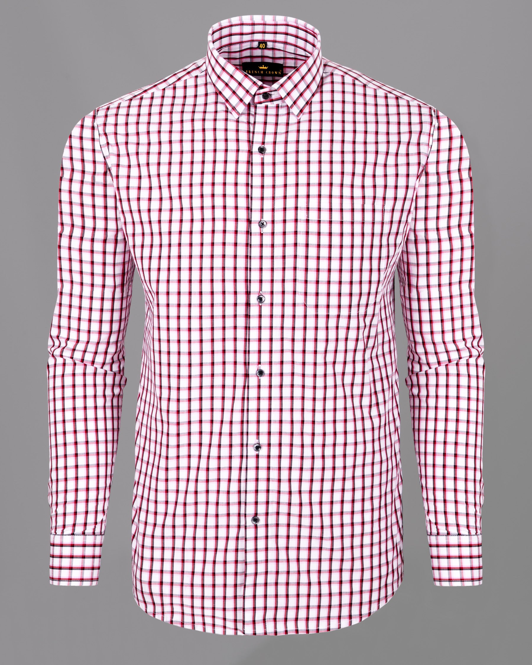 Bright White with Chestnut and Mamba Plaid Premium Cotton Shirt