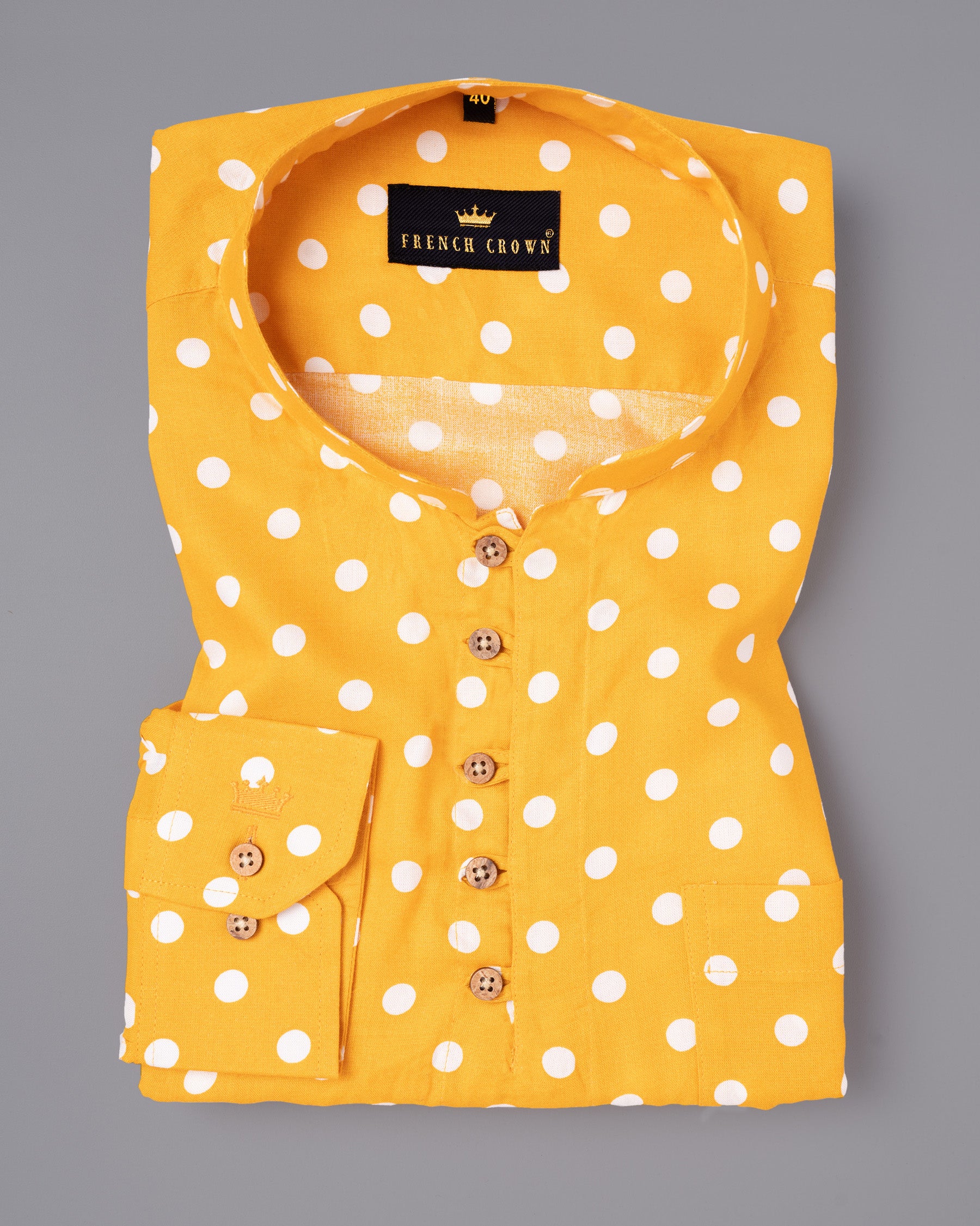 Golden Tainoi Yellow Polka Dotted Tencel Kurta Style Beach Shirt 4974-KS-38, 4974-KS-H-38, 4974-KS-39, 4974-KS-H-39, 4974-KS-40, 4974-KS-42, 4974-KS-H-42, 4974-KS-44, 4974-KS-H-44, 4974-KS-46, 4974-KS-H-46, 4974-KS-48, 4974-KS-H-48, 4974-KS-50, 4974-KS-H-50, 4974-KS-52, 4974-KS-H-52, 4974-KS-H-40