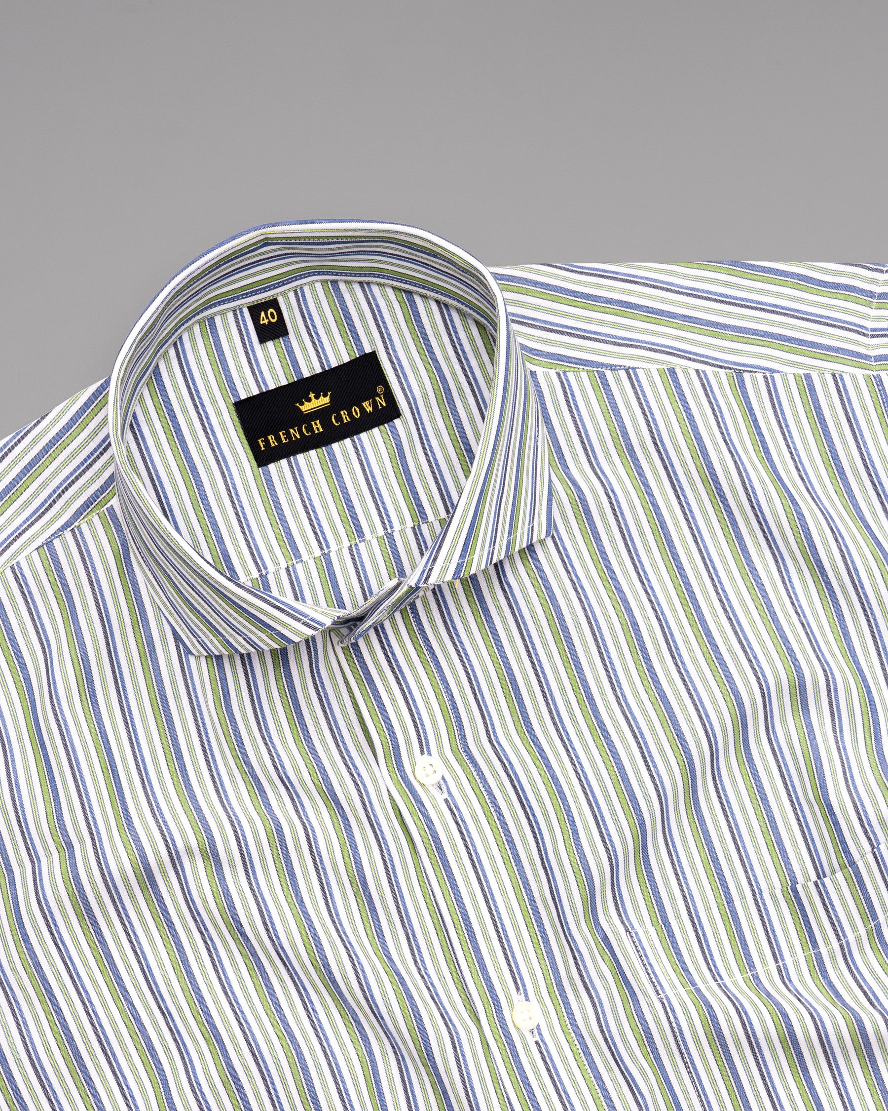 Milky White with Multicolour Stripes Premium Cotton Shirt