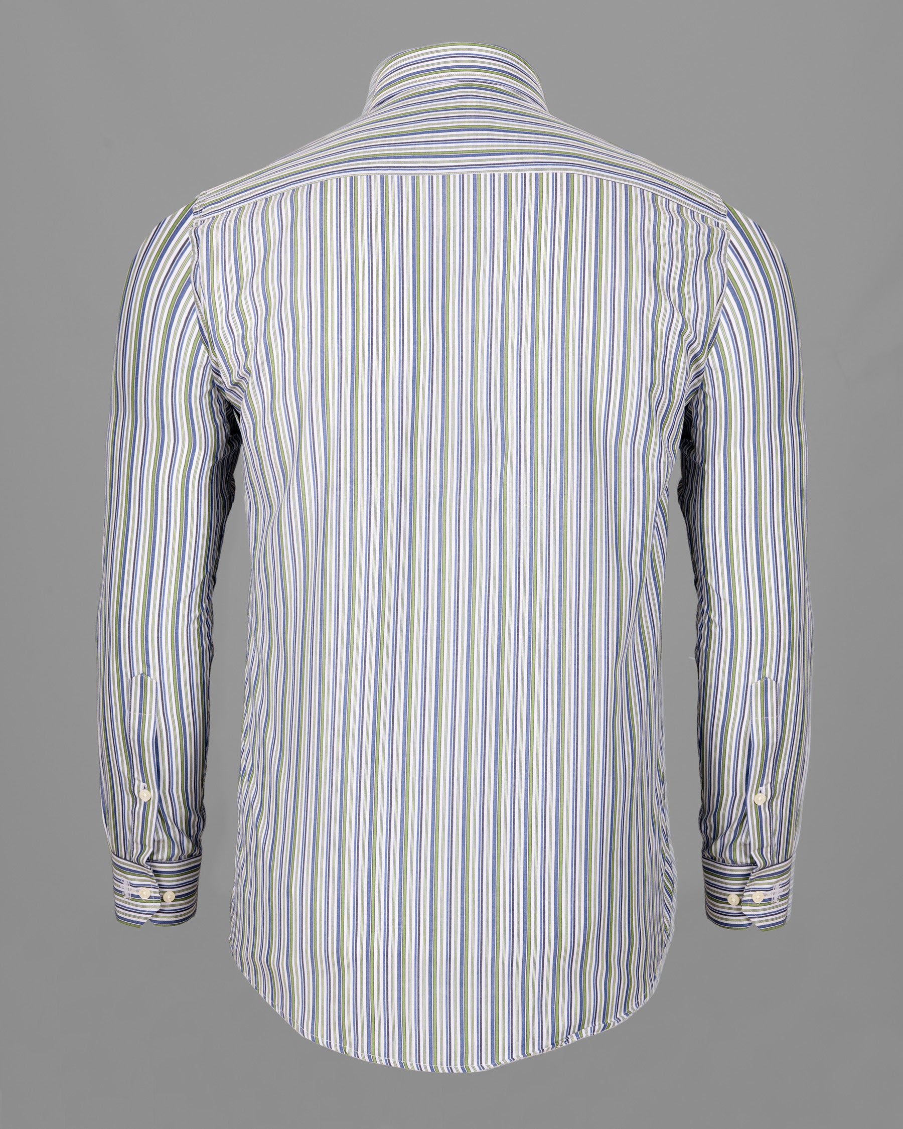 Milky White with Multicolour Stripes Premium Cotton Shirt