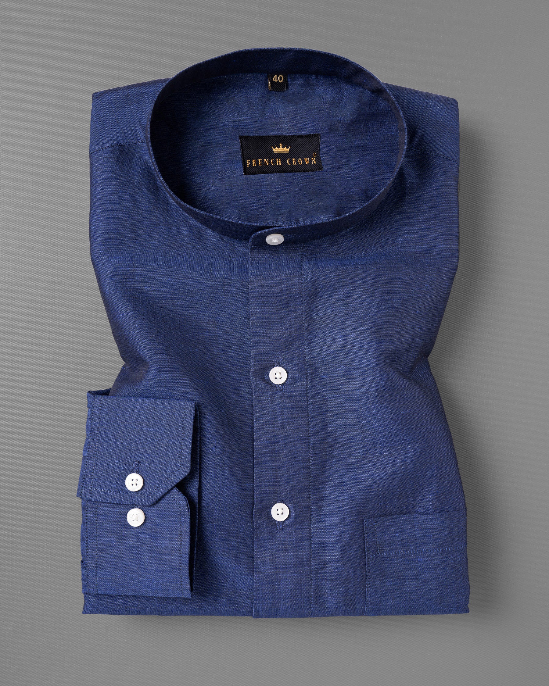 Navy Luxurious Linen Shirt