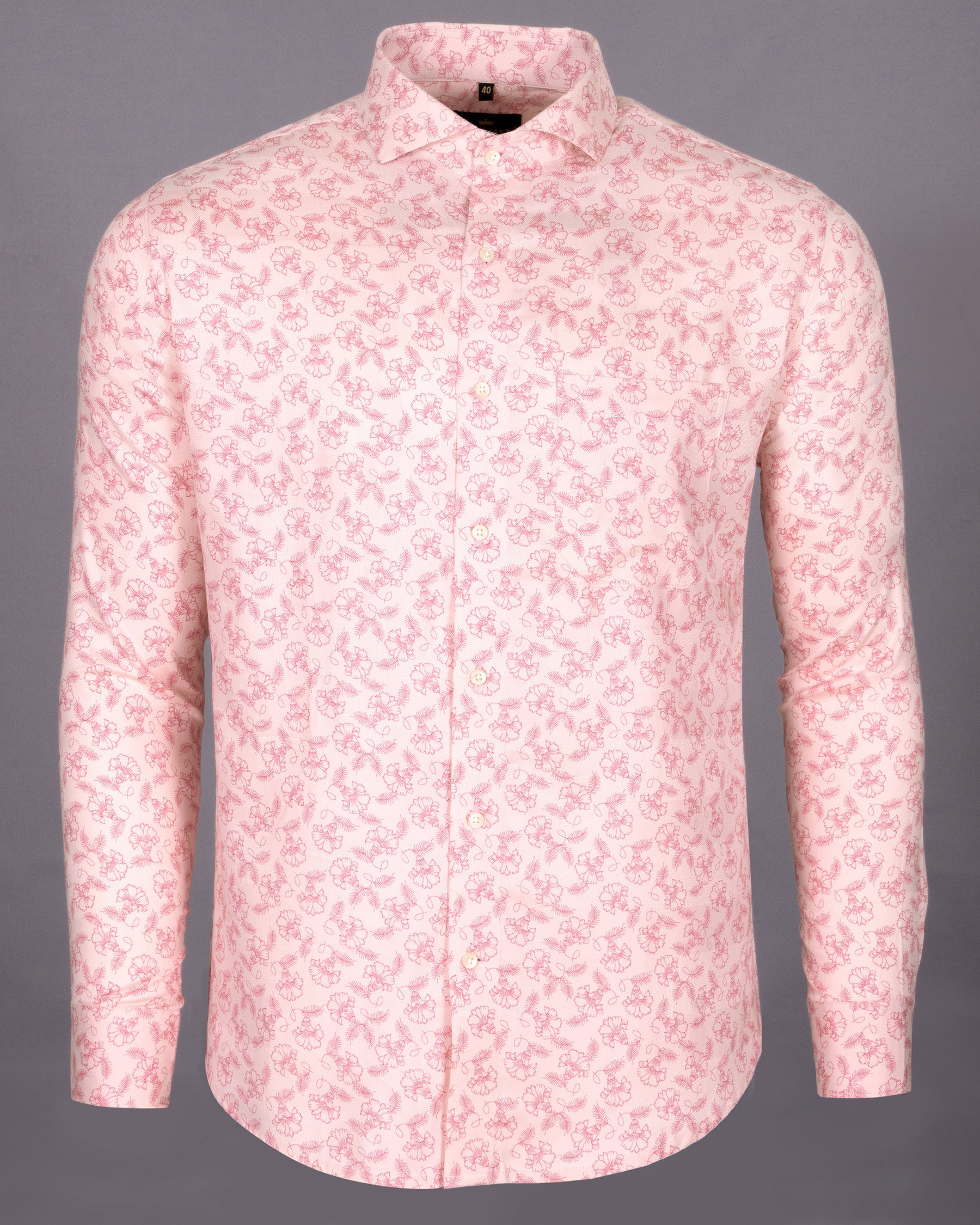 Cherub Pink flowers Printed Premium Cotton Shirt