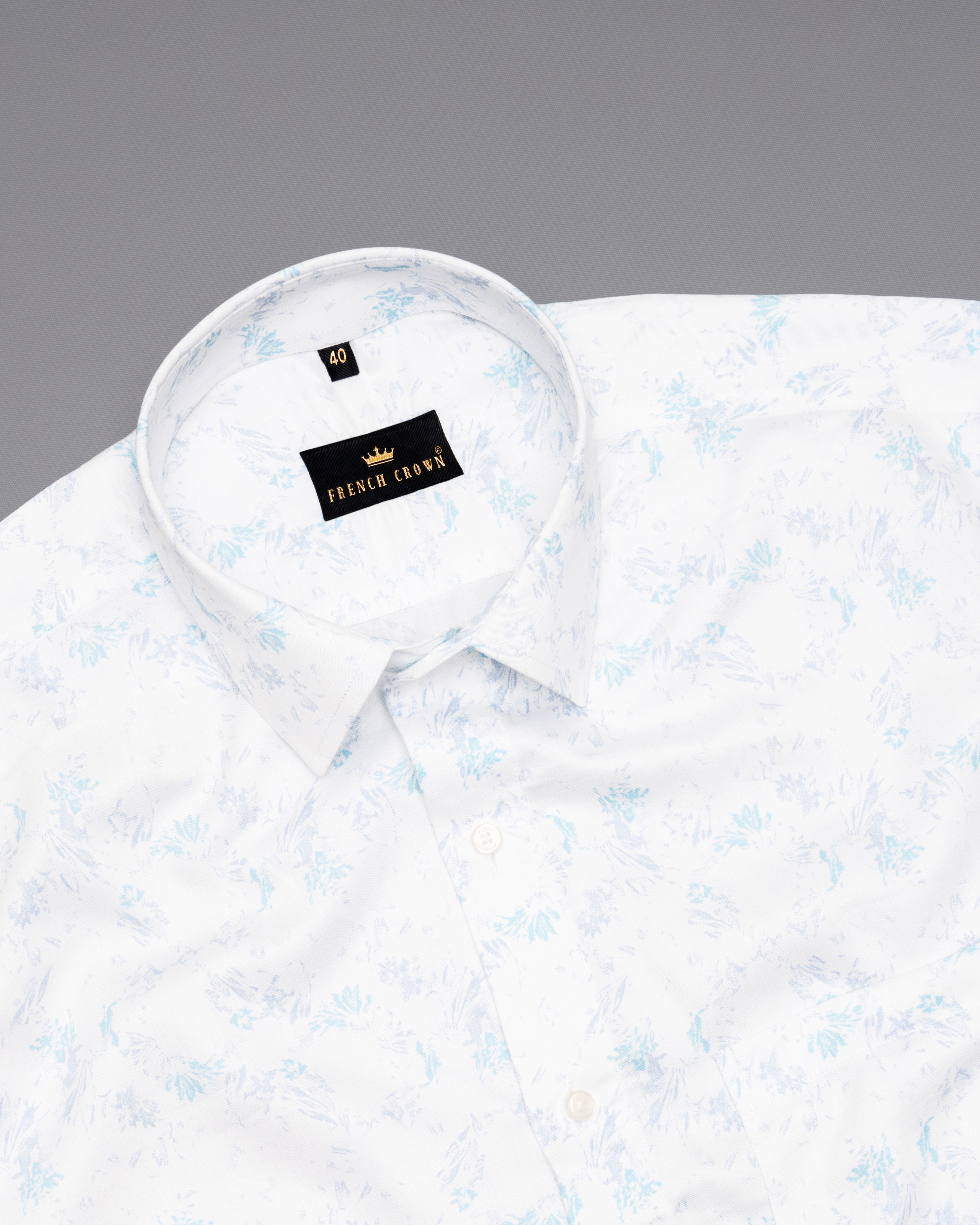 Bright white with grey and sky paint art printed Premium Cotton shirt 4999-38,4999-H-38,4999-39,4999-H-39,4999-40,4999-H-40,4999-42,4999-H-42,4999-44,4999-H-44,4999-46,4999-H-46,4999-48,4999-H-48,4999-50,4999-H-50,4999-52,4999-H-52