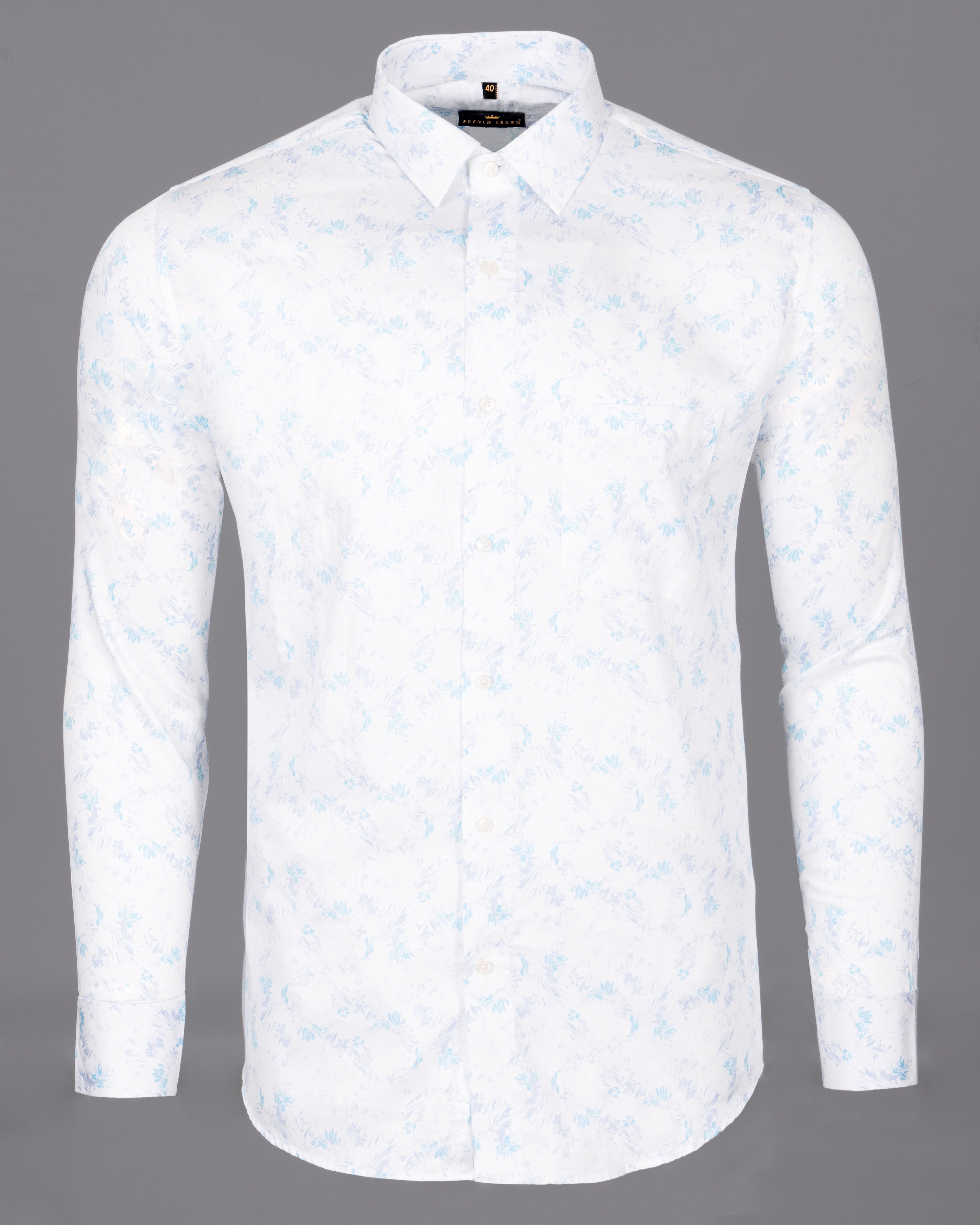Bright white with grey and sky paint art printed Premium Cotton shirt 4999-38,4999-H-38,4999-39,4999-H-39,4999-40,4999-H-40,4999-42,4999-H-42,4999-44,4999-H-44,4999-46,4999-H-46,4999-48,4999-H-48,4999-50,4999-H-50,4999-52,4999-H-52