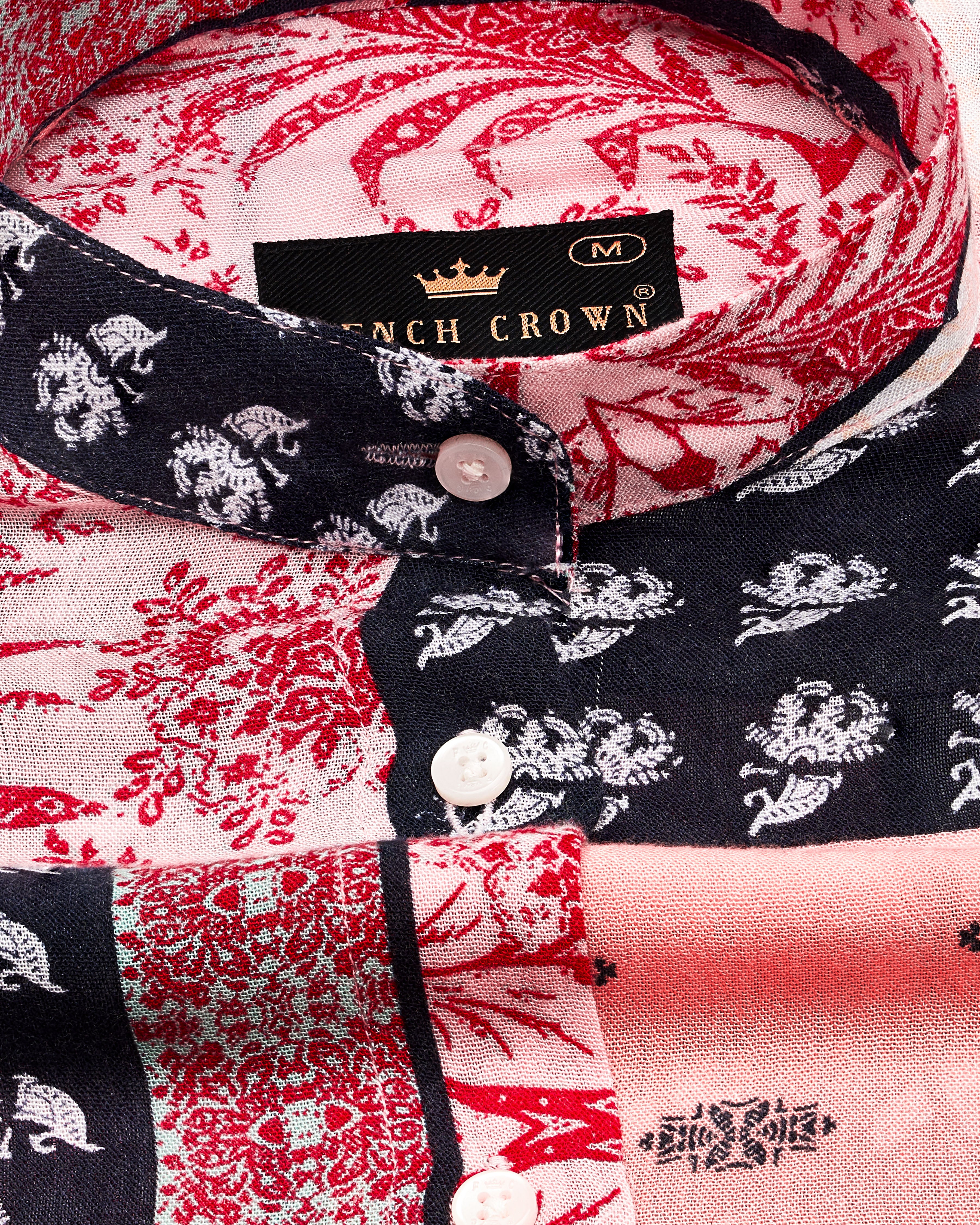 Shiraz Red with Lilac Peach Multicolour Printed Premium Tencel Shirt WS020-M-32, WS020-M-34, WS020-M-36, WS020-M-38, WS020-M-40, WS020-M-42