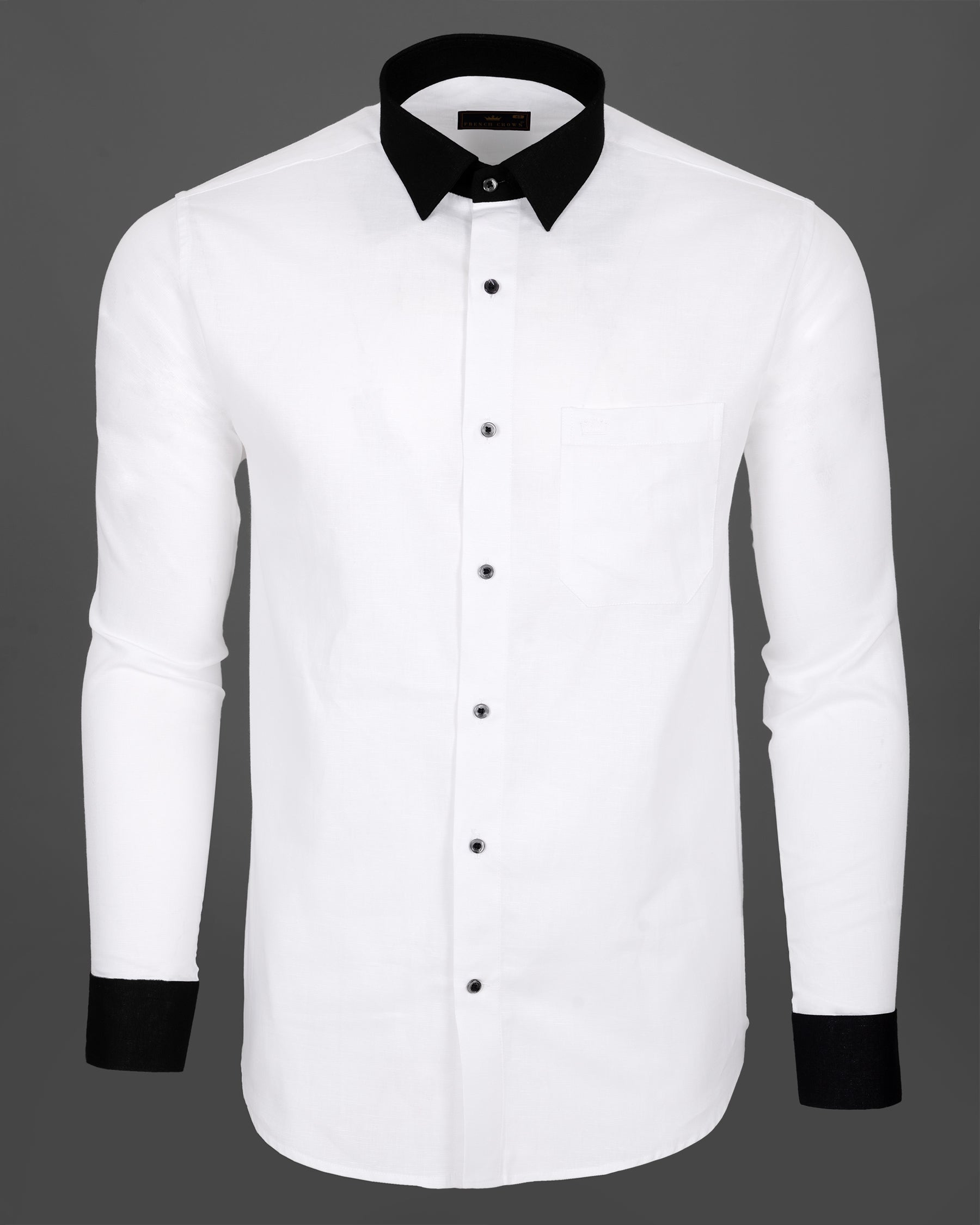 Bright White with Black Collar Luxurious Linen Shirt 5030-BCC-BLK-38, 5030-BCC-BLK-H-38, 5030-BCC-BLK-39, 5030-BCC-BLK-H-39, 5030-BCC-BLK-40, 5030-BCC-BLK-H-40, 5030-BCC-BLK-42, 5030-BCC-BLK-H-42, 5030-BCC-BLK-44, 5030-BCC-BLK-H-44, 5030-BCC-BLK-46, 5030-BCC-BLK-H-46, 5030-BCC-BLK-48, 5030-BCC-BLK-H-48, 5030-BCC-BLK-50, 5030-BCC-BLK-H-50, 5030-BCC-BLK-52, 5030-BCC-BLK-H-52