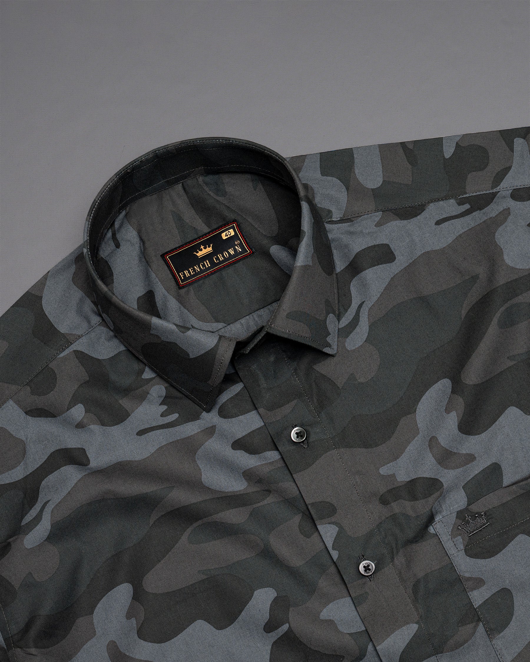Grey Camouflage Military Printed Premium Cotton Shirt 5033-BLK-38, 5033-BLK-H-38, 5033-BLK-39, 5033-BLK-H-39, 5033-BLK-40, 5033-BLK-H-40, 5033-BLK-42, 5033-BLK-H-42, 5033-BLK-44, 5033-BLK-H-44, 5033-BLK-46, 5033-BLK-H-46, 5033-BLK-48, 5033-BLK-H-48, 5033-BLK-50, 5033-BLK-H-50, 5033-BLK-52, 5033-BLK-H-52