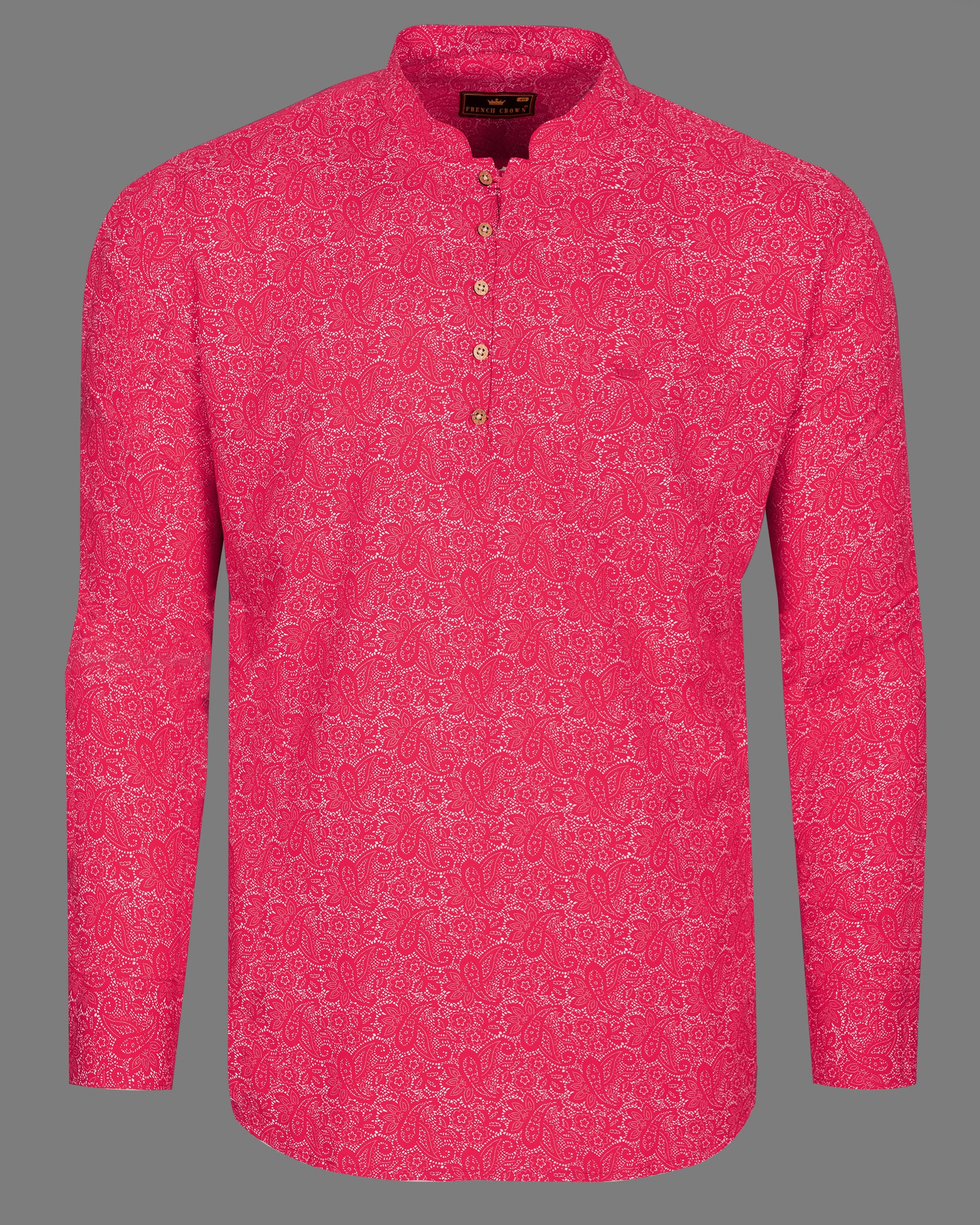 Cerise Pink Paisleys Printed Tencel Kurta Shirt 5040-KS-38, 5040-KS-H-38, 5040-KS-39, 5040-KS-H-39, 5040-KS-40, 5040-KS-H-40, 5040-KS-42, 5040-KS-H-42, 5040-KS-44, 5040-KS-H-44, 5040-KS-46, 5040-KS-H-46, 5040-KS-48, 5040-KS-H-48, 5040-KS-50, 5040-KS-H-50, 5040-KS-52, 5040-KS-H-52