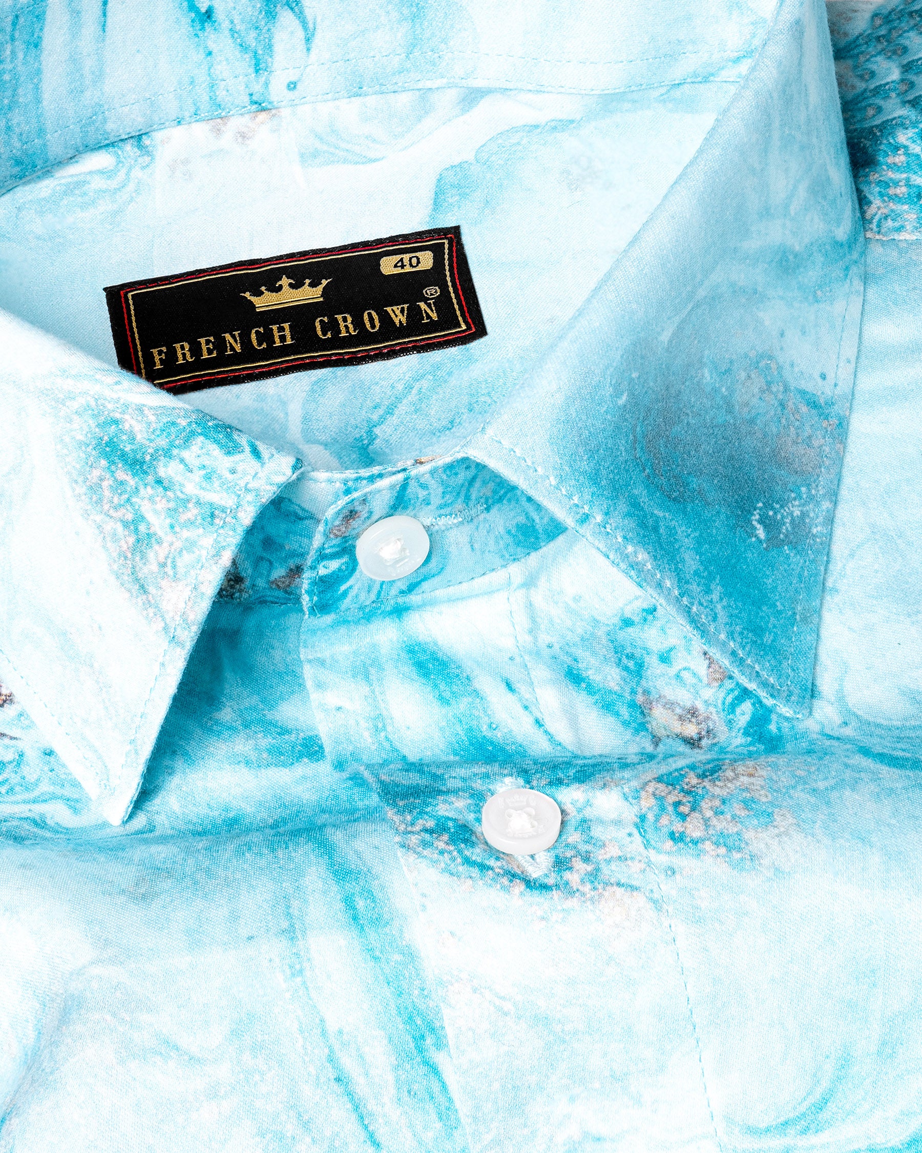 Iris Blue Fluid Printed Premium Satin Designer Shirt 5071-38, 5071-H-38, 5071-39, 5071-H-39, 5071-40, 5071-H-40, 5071-42, 5071-H-42, 5071-44, 5071-H-44, 5071-46, 5071-H-46, 5071-48, 5071-H-48, 5071-50, 5071-H-50, 5071-52, 5071-H-52