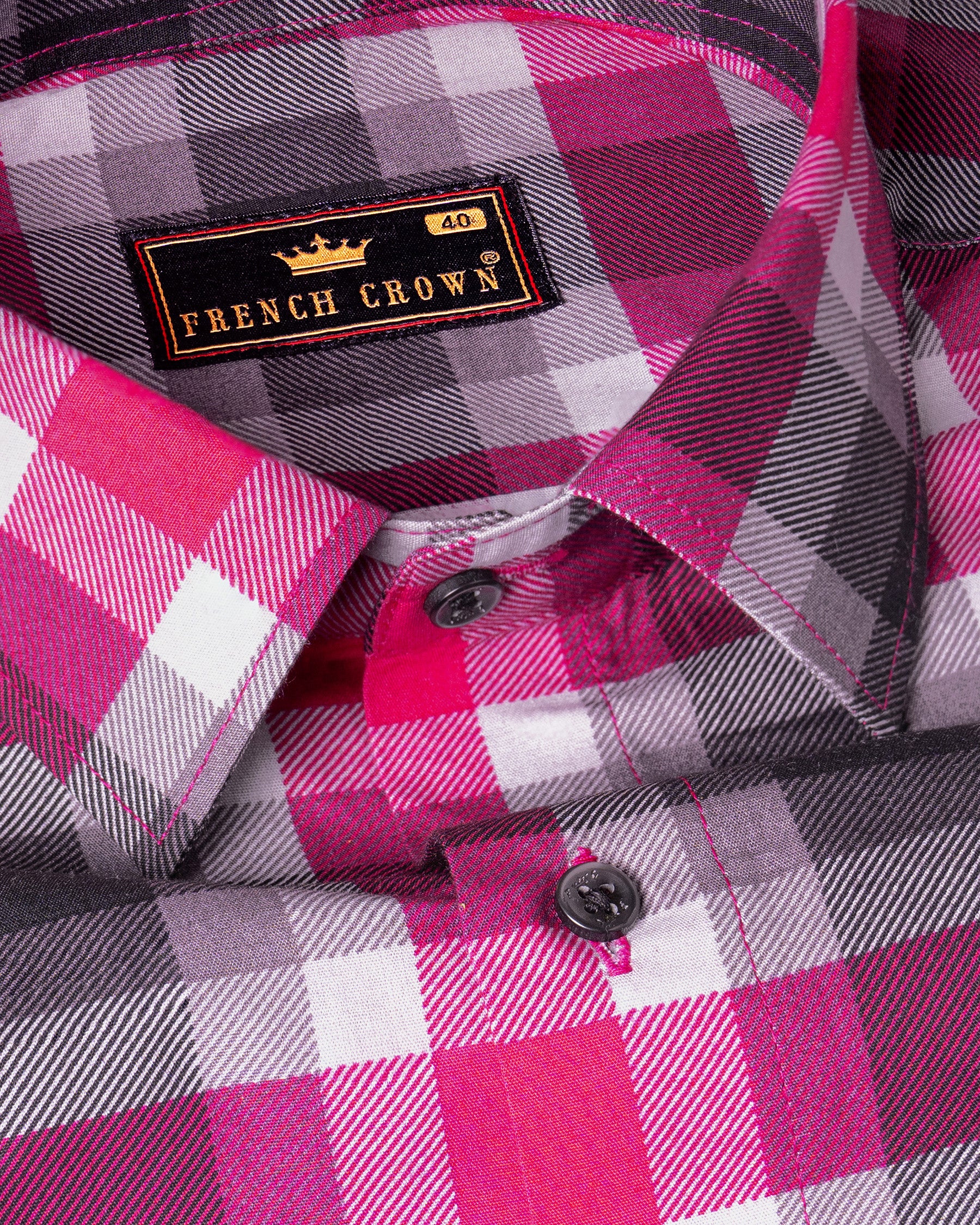 Ruby Pink with Jade Black and White Plaid Royal Oxford Shirt 5090-BLK-38, 5090-BLK-H-38, 5090-BLK-39, 5090-BLK-H-39, 5090-BLK-40, 5090-BLK-H-40, 5090-BLK-42, 5090-BLK-H-42, 5090-BLK-44, 5090-BLK-H-44, 5090-BLK-46, 5090-BLK-H-46, 5090-BLK-48, 5090-BLK-H-48, 5090-BLK-50, 5090-BLK-H-50, 5090-BLK-52, 5090-BLK-H-52