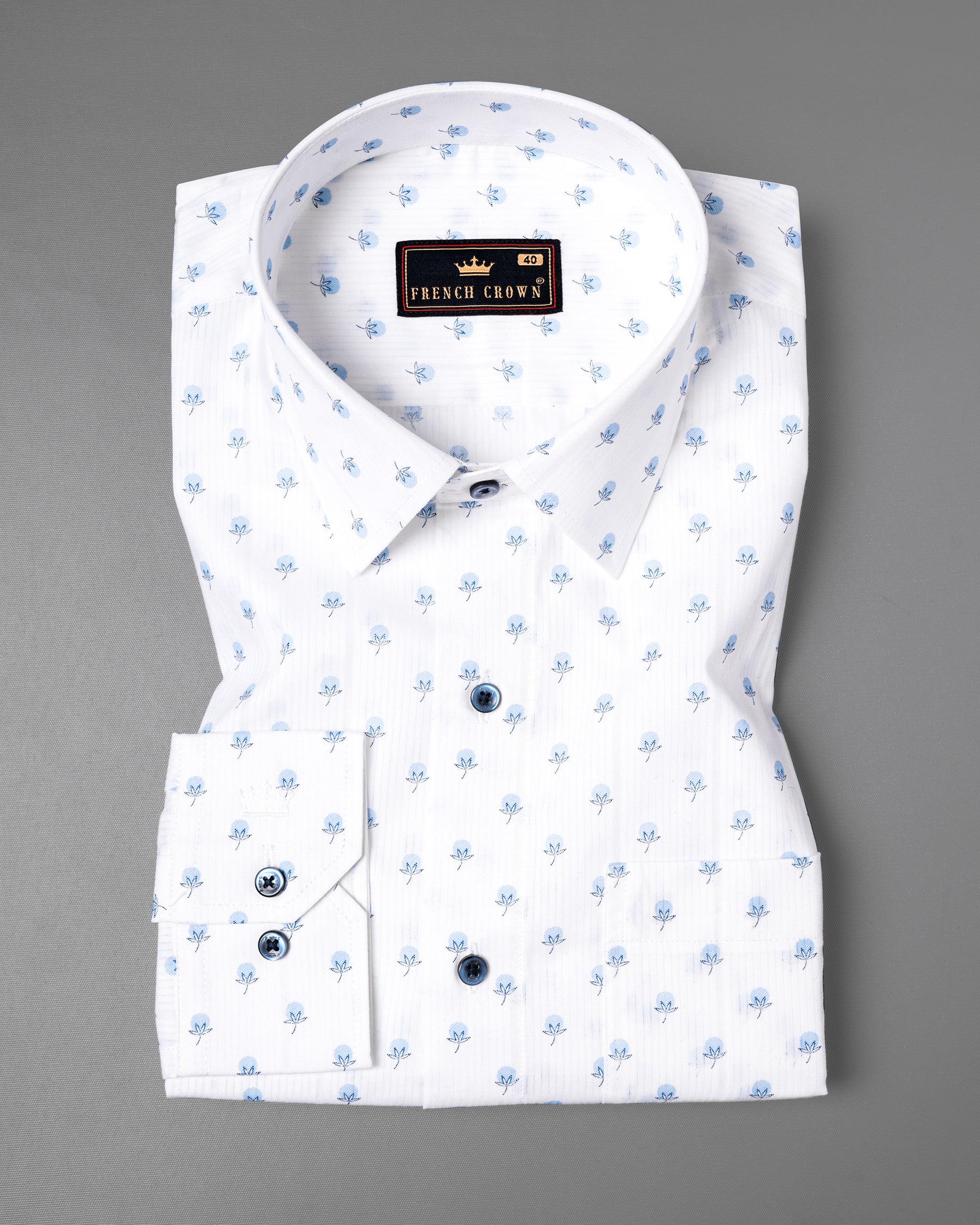 Bright White with Leaves Printed Premium Cotton Shirt 5139-BLE-38, 5139-BLE-H-38, 5139-BLE-39, 5139-BLE-H-39, 5139-BLE-40, 5139-BLE-H-40, 5139-BLE-42, 5139-BLE-H-42, 5139-BLE-44, 5139-BLE-H-44, 5139-BLE-46, 5139-BLE-H-46, 5139-BLE-48, 5139-BLE-H-48, 5139-BLE-50, 5139-BLE-H-50, 5139-BLE-52, 5139-BLE-H-52