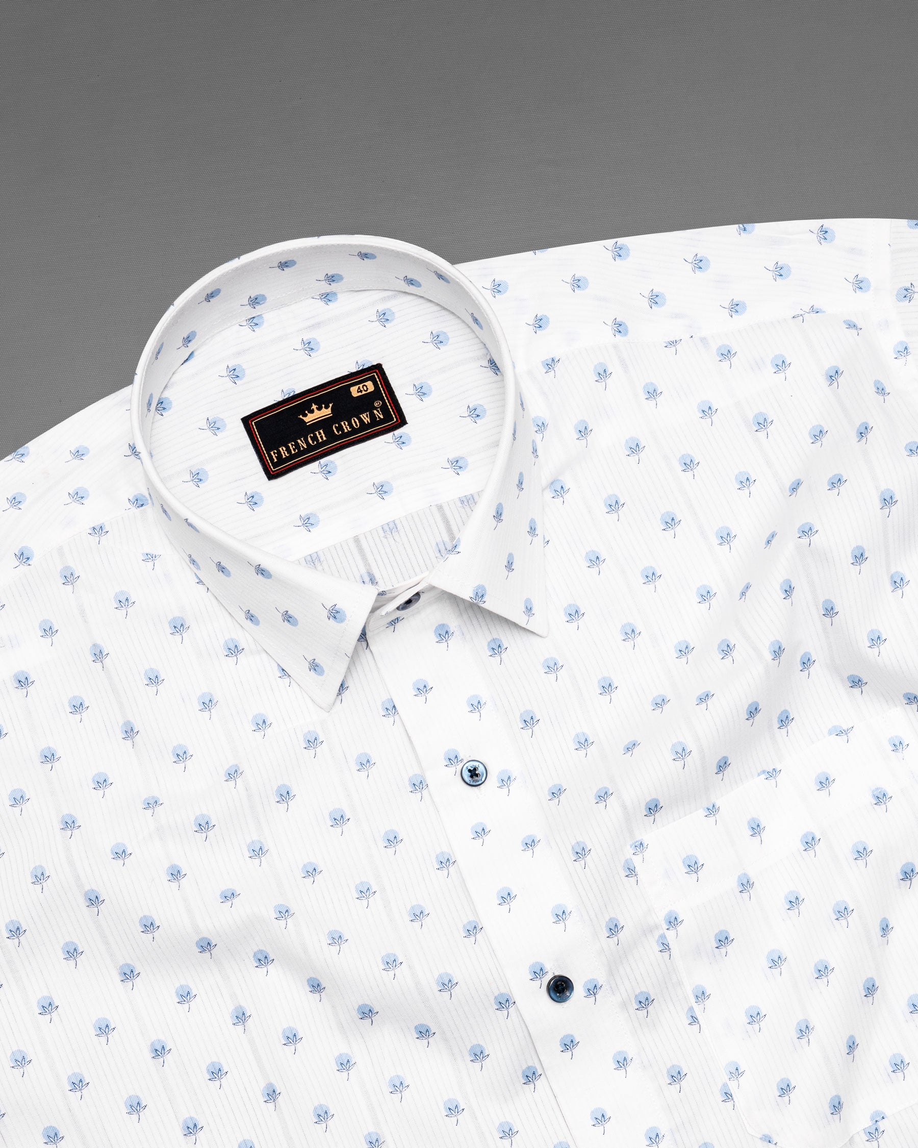 Bright White with Leaves Printed Premium Cotton Shirt 5139-BLE-38, 5139-BLE-H-38, 5139-BLE-39, 5139-BLE-H-39, 5139-BLE-40, 5139-BLE-H-40, 5139-BLE-42, 5139-BLE-H-42, 5139-BLE-44, 5139-BLE-H-44, 5139-BLE-46, 5139-BLE-H-46, 5139-BLE-48, 5139-BLE-H-48, 5139-BLE-50, 5139-BLE-H-50, 5139-BLE-52, 5139-BLE-H-52