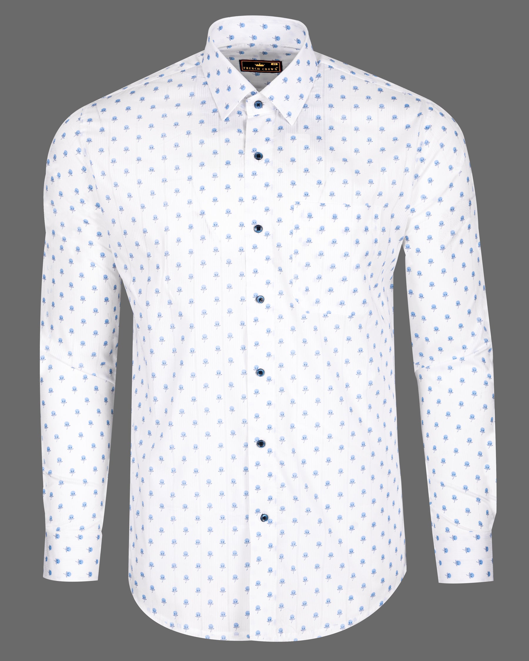 Bright White with Leaves Printed Premium Cotton Shirt 5139-BLE-38, 5139-BLE-H-38, 5139-BLE-39, 5139-BLE-H-39, 5139-BLE-40, 5139-BLE-H-40, 5139-BLE-42, 5139-BLE-H-42, 5139-BLE-44, 5139-BLE-H-44, 5139-BLE-46, 5139-BLE-H-46, 5139-BLE-48, 5139-BLE-H-48, 5139-BLE-50, 5139-BLE-H-50, 5139-BLE-52, 5139-BLE-H-52