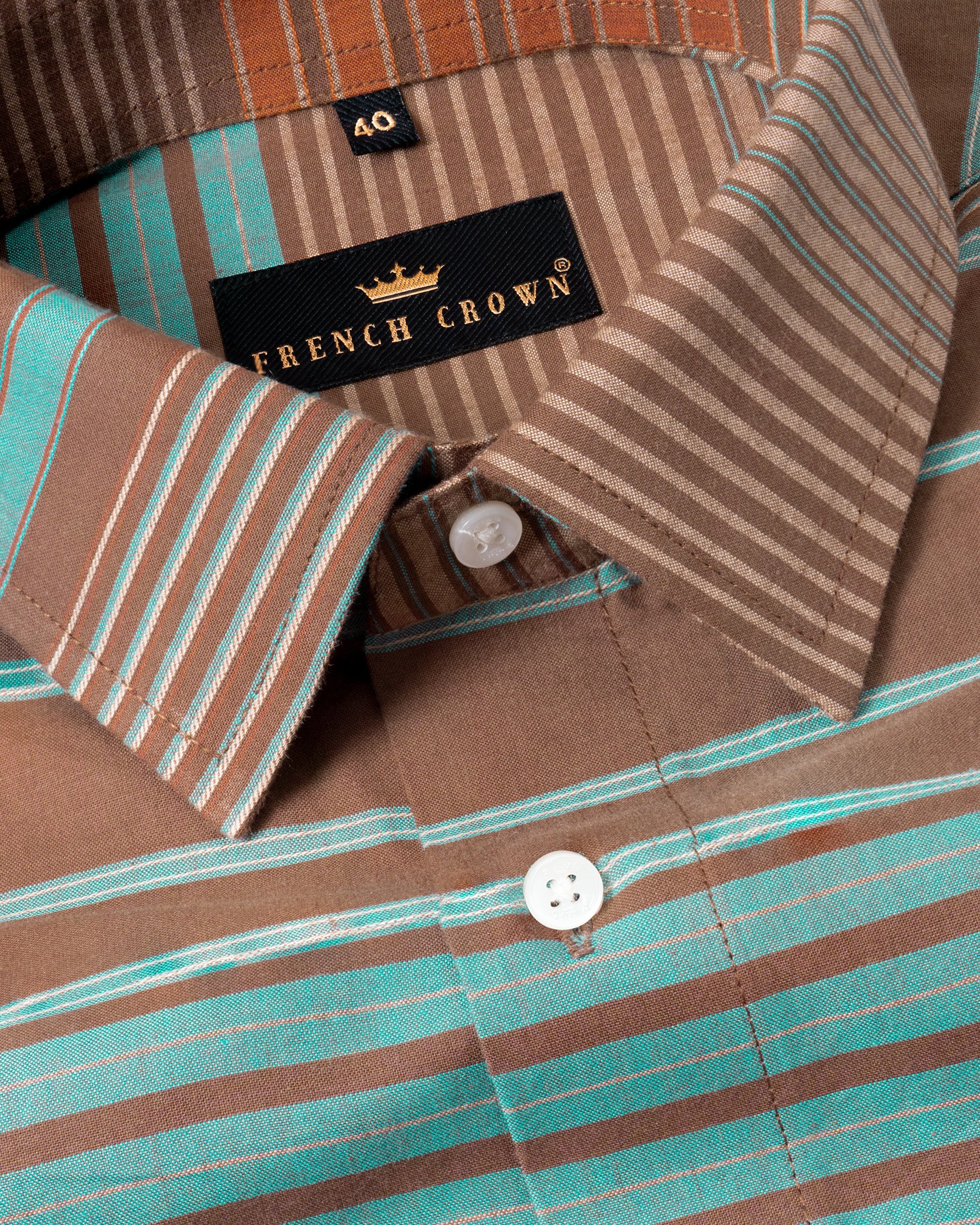 Spicy Mix Brown with Monte Carlo Blue Striped Dobby Textured Premium Giza Cotton Shirt 5156-38, 5156-H-38, 5156-39, 5156-H-39, 5156-40, 5156-H-40, 5156-42, 5156-H-42, 5156-44, 5156-H-44, 5156-46, 5156-H-46, 5156-48, 5156-H-48, 5156-50, 5156-H-50, 5156-52, 5156-H-52