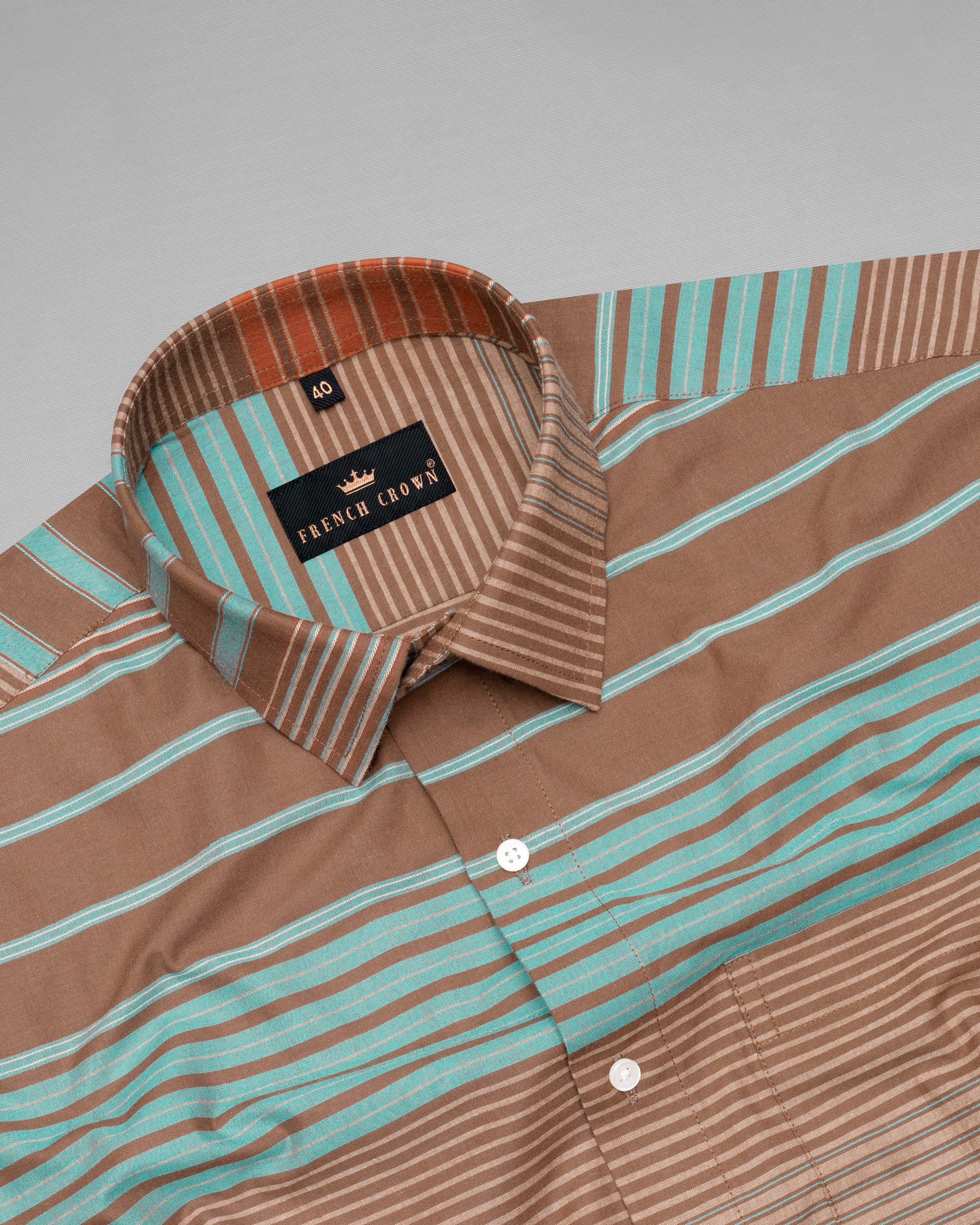 Spicy Mix Brown with Monte Carlo Blue Striped Dobby Textured Premium Giza Cotton Shirt 5156-38, 5156-H-38, 5156-39, 5156-H-39, 5156-40, 5156-H-40, 5156-42, 5156-H-42, 5156-44, 5156-H-44, 5156-46, 5156-H-46, 5156-48, 5156-H-48, 5156-50, 5156-H-50, 5156-52, 5156-H-52