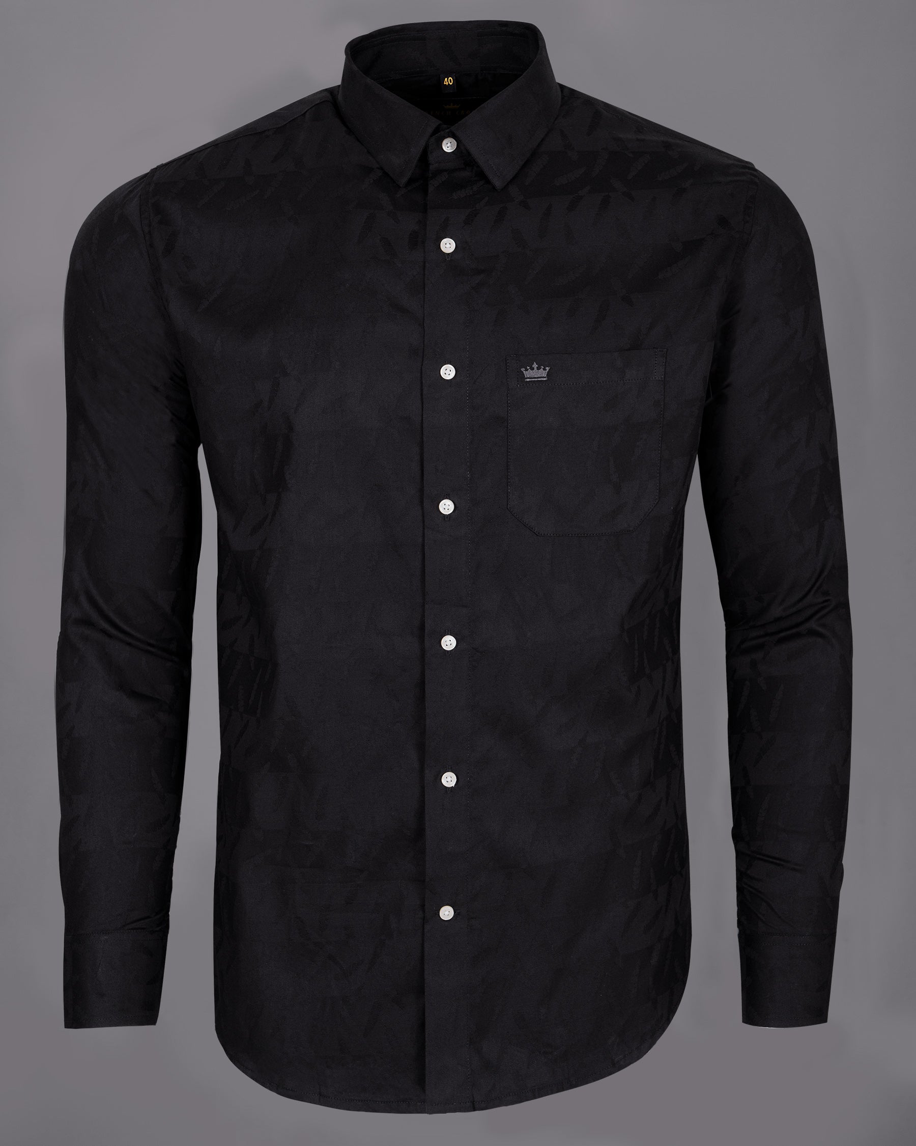 Jade Black Jacquard Textured Premium Giza Cotton Shirt 5169-38, 5169-H-38, 5169-39, 5169-H-39, 5169-40, 5169-H-40, 5169-42, 5169-H-42, 5169-44, 5169-H-44, 5169-46, 5169-H-46, 5169-48, 5169-H-48, 5169-50, 5169-H-50, 5169-52, 5169-H-52
