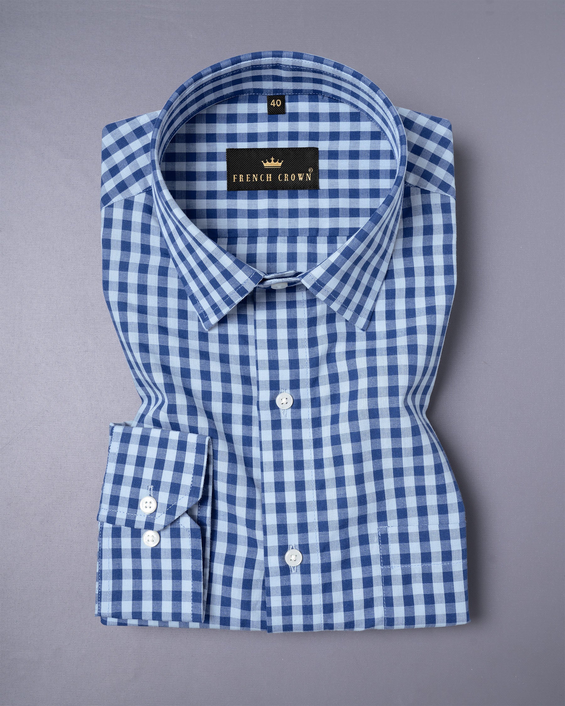 Mariner Blue and Spindle Sky Blue Plaid Premium Cotton Shirt 5175-38, 5175-H-38, 5175-39, 5175-H-39, 5175-40, 5175-H-40, 5175-42, 5175-H-42, 5175-44, 5175-H-44, 5175-46, 5175-H-46, 5175-48, 5175-H-48, 5175-50, 5175-H-50, 5175-52, 5175-H-52