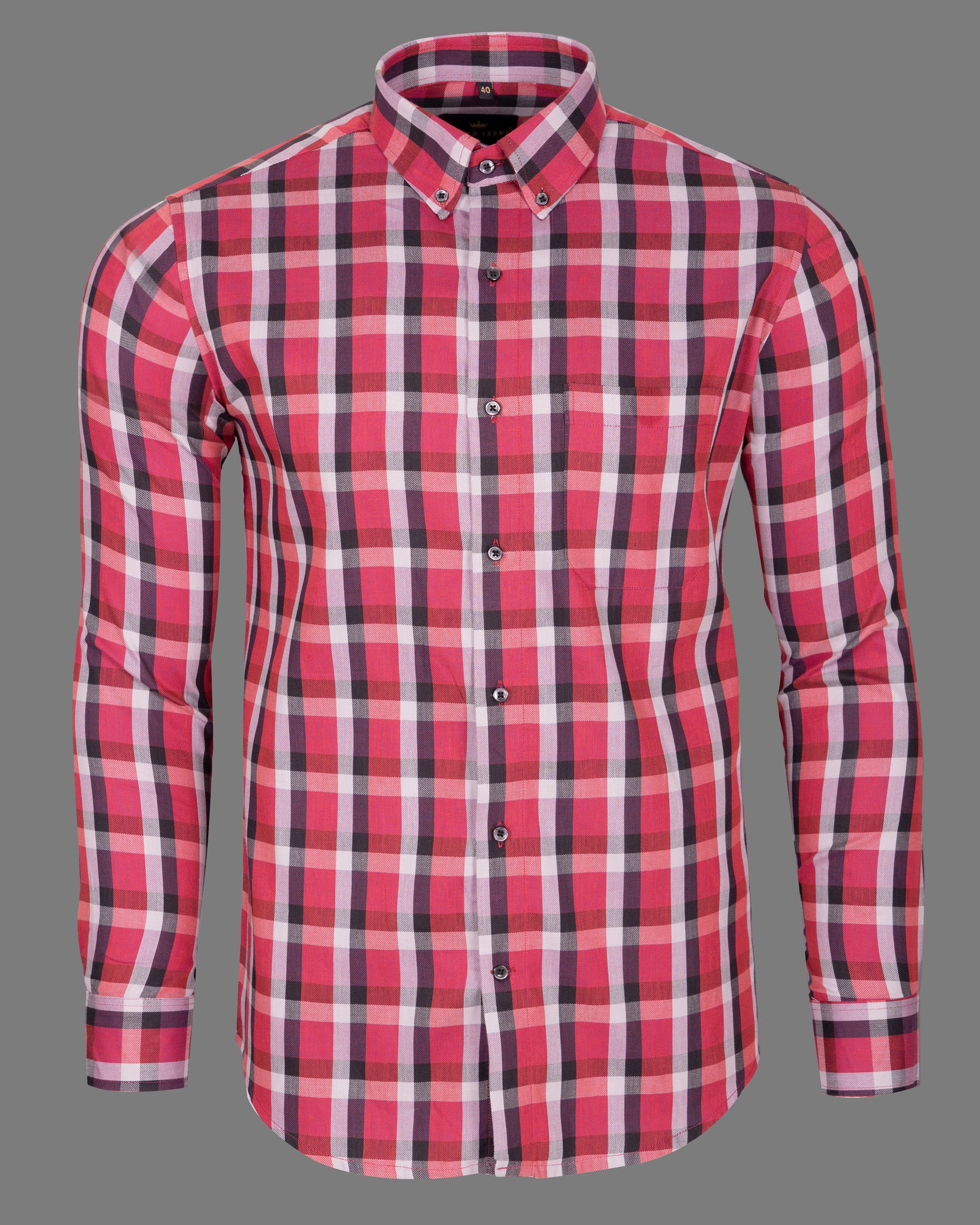 Pink with black Twill Subtle Plaid Premium Cotton Shirt 5188-BD-BLK-38, 5188-BD-BLK-H-38, 5188-BD-BLK-39, 5188-BD-BLK-H-39, 5188-BD-BLK-40, 5188-BD-BLK-H-40, 5188-BD-BLK-42, 5188-BD-BLK-H-42, 5188-BD-BLK-44, 5188-BD-BLK-H-44, 5188-BD-BLK-46, 5188-BD-BLK-H-46, 5188-BD-BLK-48, 5188-BD-BLK-H-48, 5188-BD-BLK-50, 5188-BD-BLK-H-50, 5188-BD-BLK-52, 5188-BD-BLK-H-52