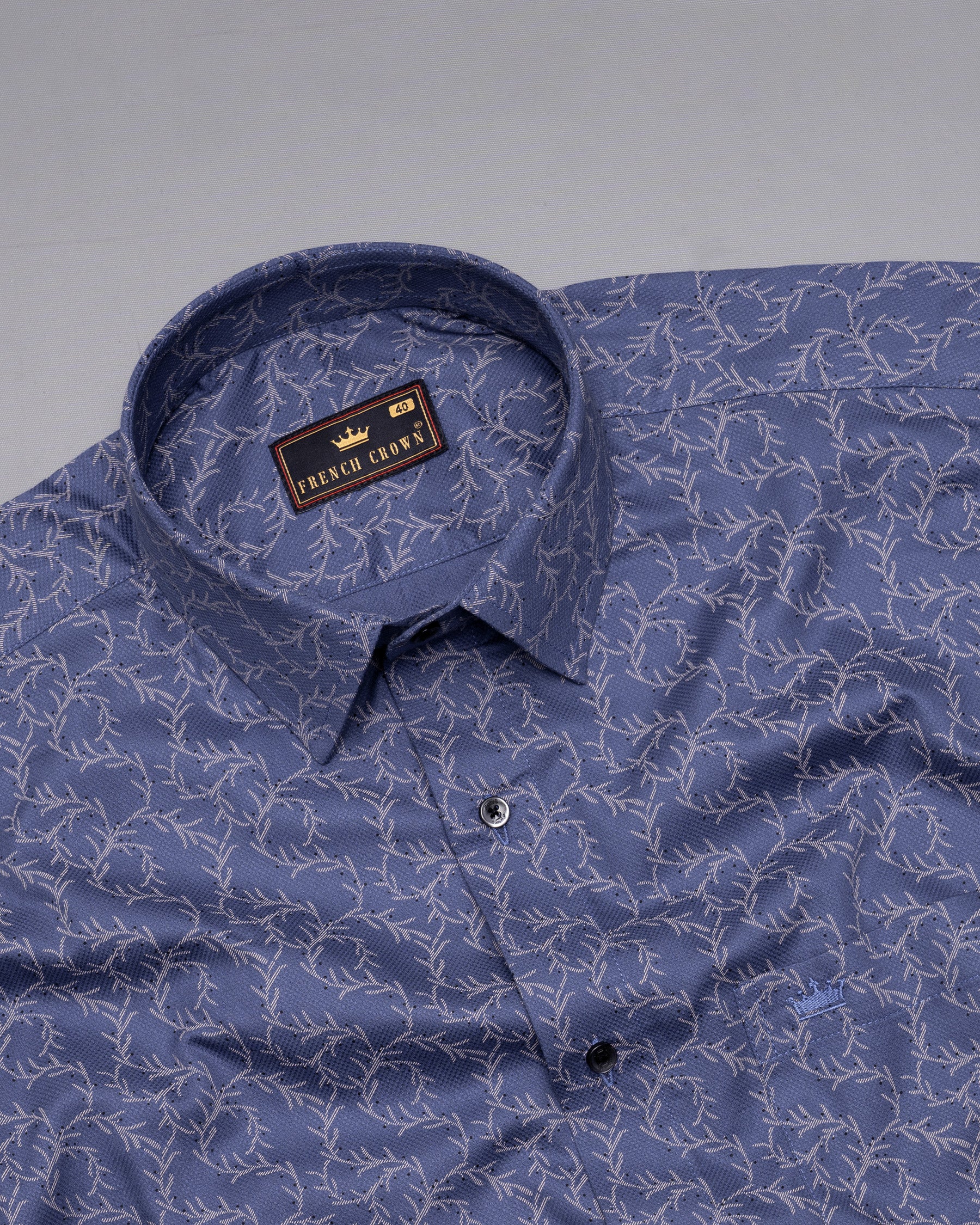 Waikava Blue leaves Printed Dobby Textured Premium Giza Cotton Shirt 5195-BLK-38, 5195-BLK-H-38, 5195-BLK-39, 5195-BLK-H-39, 5195-BLK-40, 5195-BLK-H-40, 5195-BLK-42, 5195-BLK-H-42, 5195-BLK-44, 5195-BLK-H-44, 5195-BLK-46, 5195-BLK-H-46, 5195-BLK-48, 5195-BLK-H-48, 5195-BLK-50, 5195-BLK-H-50, 5195-BLK-52, 5195-BLK-H-52