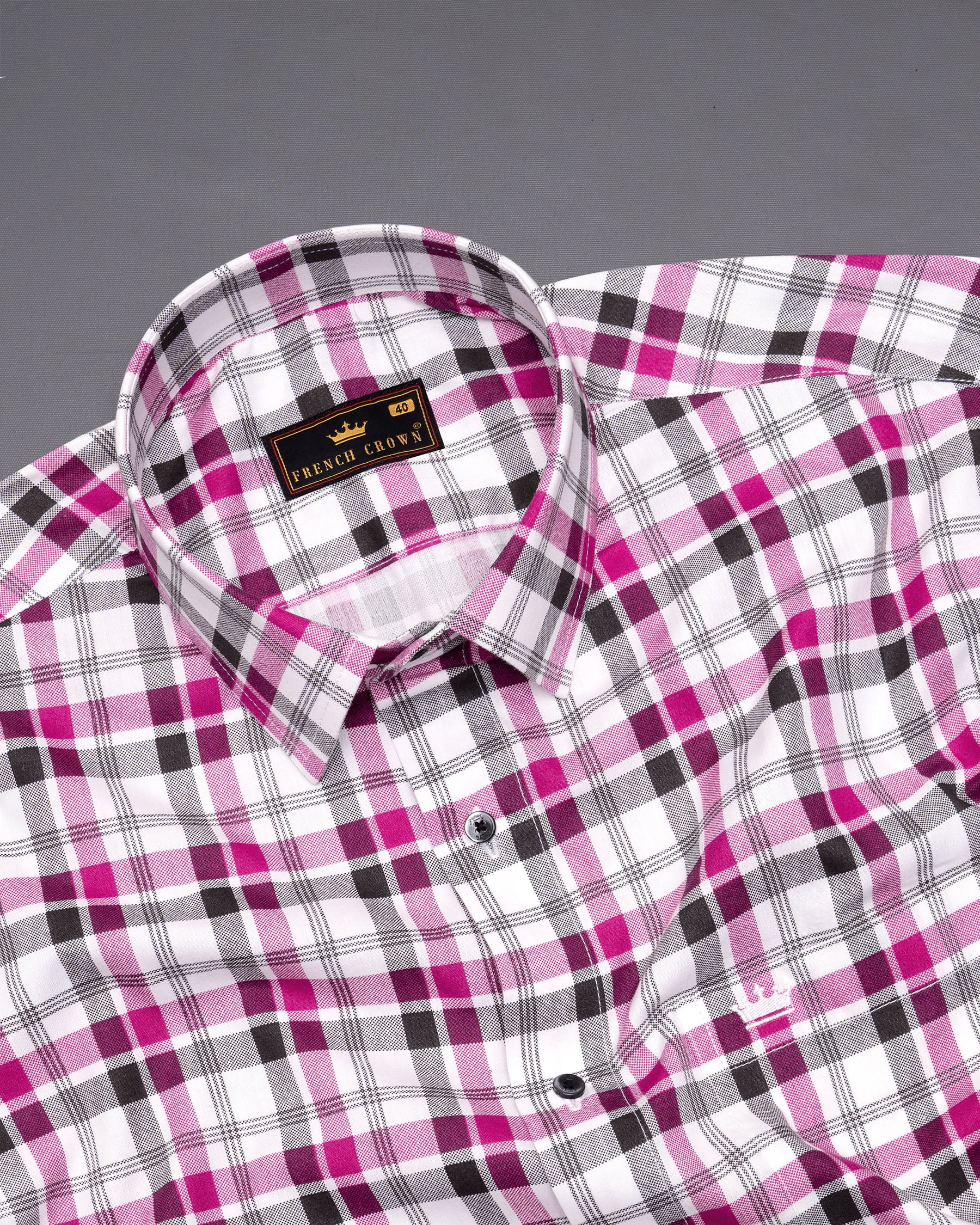 Bright White with Disco Pink and Jade Black Plaid Royal Oxford Shirt 5206-BLK-38, 5206-BLK-H-38, 5206-BLK-39, 5206-BLK-H-39, 5206-BLK-40, 5206-BLK-H-40, 5206-BLK-42, 5206-BLK-H-42, 5206-BLK-44, 5206-BLK-H-44, 5206-BLK-46, 5206-BLK-H-46, 5206-BLK-48, 5206-BLK-H-48, 5206-BLK-50, 5206-BLK-H-50, 5206-BLK-52, 5206-BLK-H-52