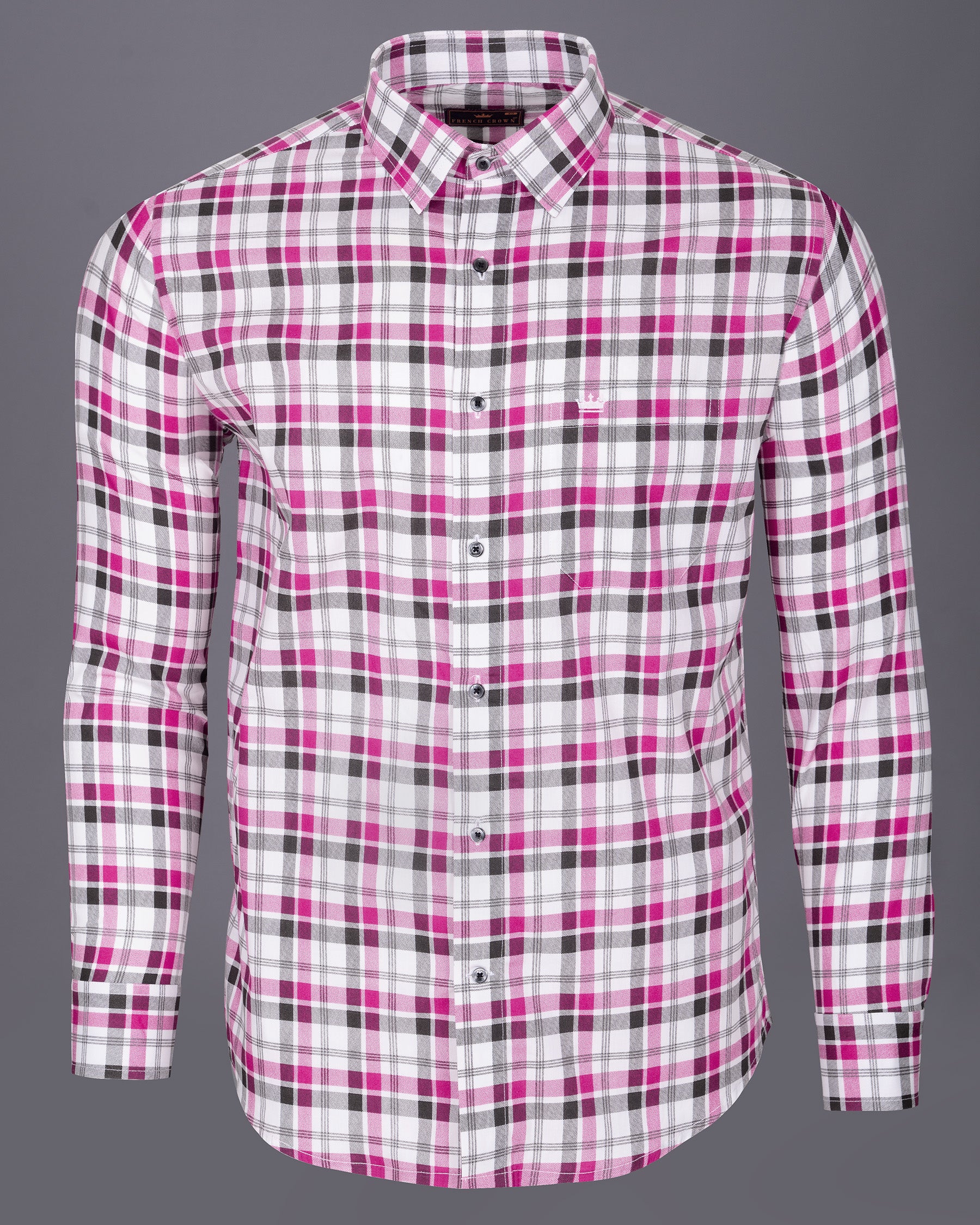 Bright White with Disco Pink and Jade Black Plaid Royal Oxford Shirt 5206-BLK-38, 5206-BLK-H-38, 5206-BLK-39, 5206-BLK-H-39, 5206-BLK-40, 5206-BLK-H-40, 5206-BLK-42, 5206-BLK-H-42, 5206-BLK-44, 5206-BLK-H-44, 5206-BLK-46, 5206-BLK-H-46, 5206-BLK-48, 5206-BLK-H-48, 5206-BLK-50, 5206-BLK-H-50, 5206-BLK-52, 5206-BLK-H-52