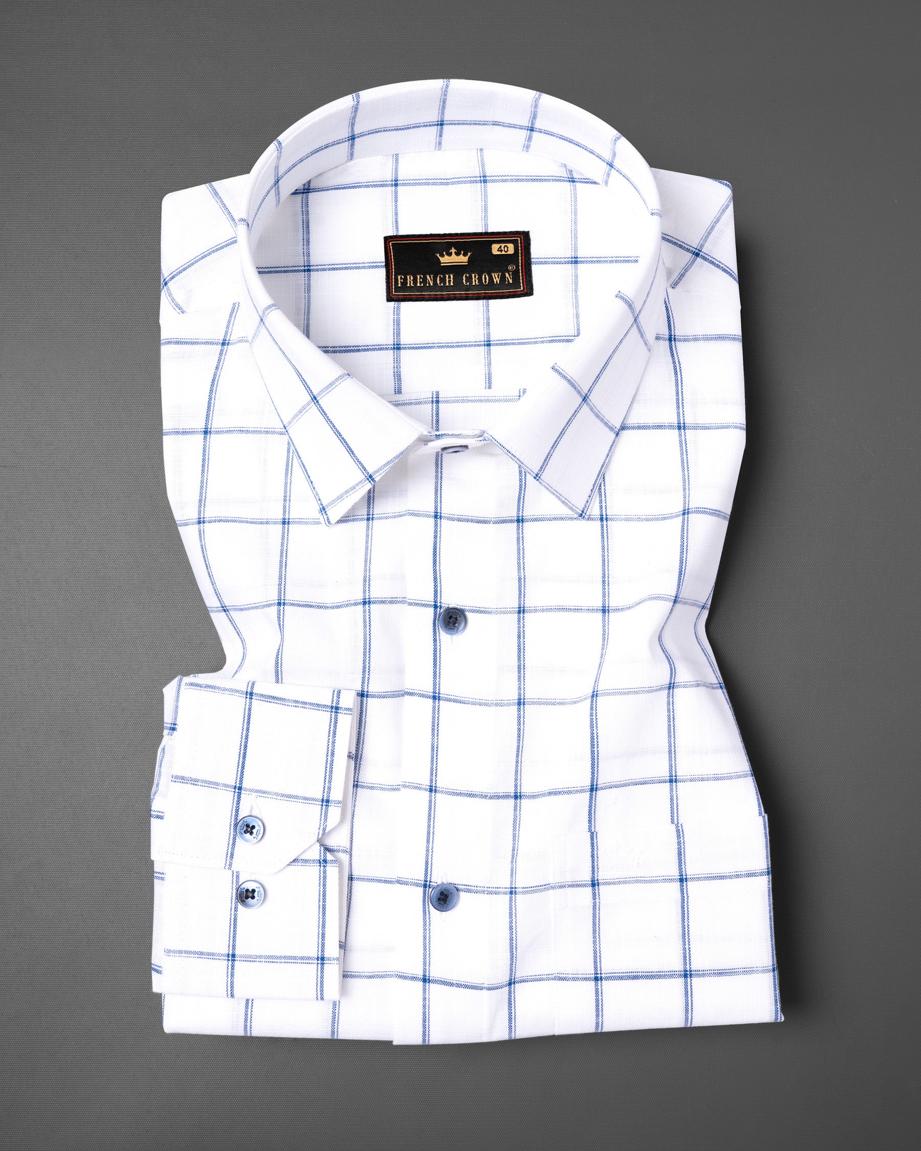 Bright White with Cobalt Blue Windowpane Luxurious Linen Shirt 5250-BLE-38, 5250-BLE-H-38, 5250-BLE-39, 5250-BLE-H-39, 5250-BLE-40, 5250-BLE-H-40, 5250-BLE-42, 5250-BLE-H-42, 5250-BLE-44, 5250-BLE-H-44, 5250-BLE-46, 5250-BLE-H-46, 5250-BLE-48, 5250-BLE-H-48, 5250-BLE-50, 5250-BLE-H-50, 5250-BLE-52, 5250-BLE-H-52