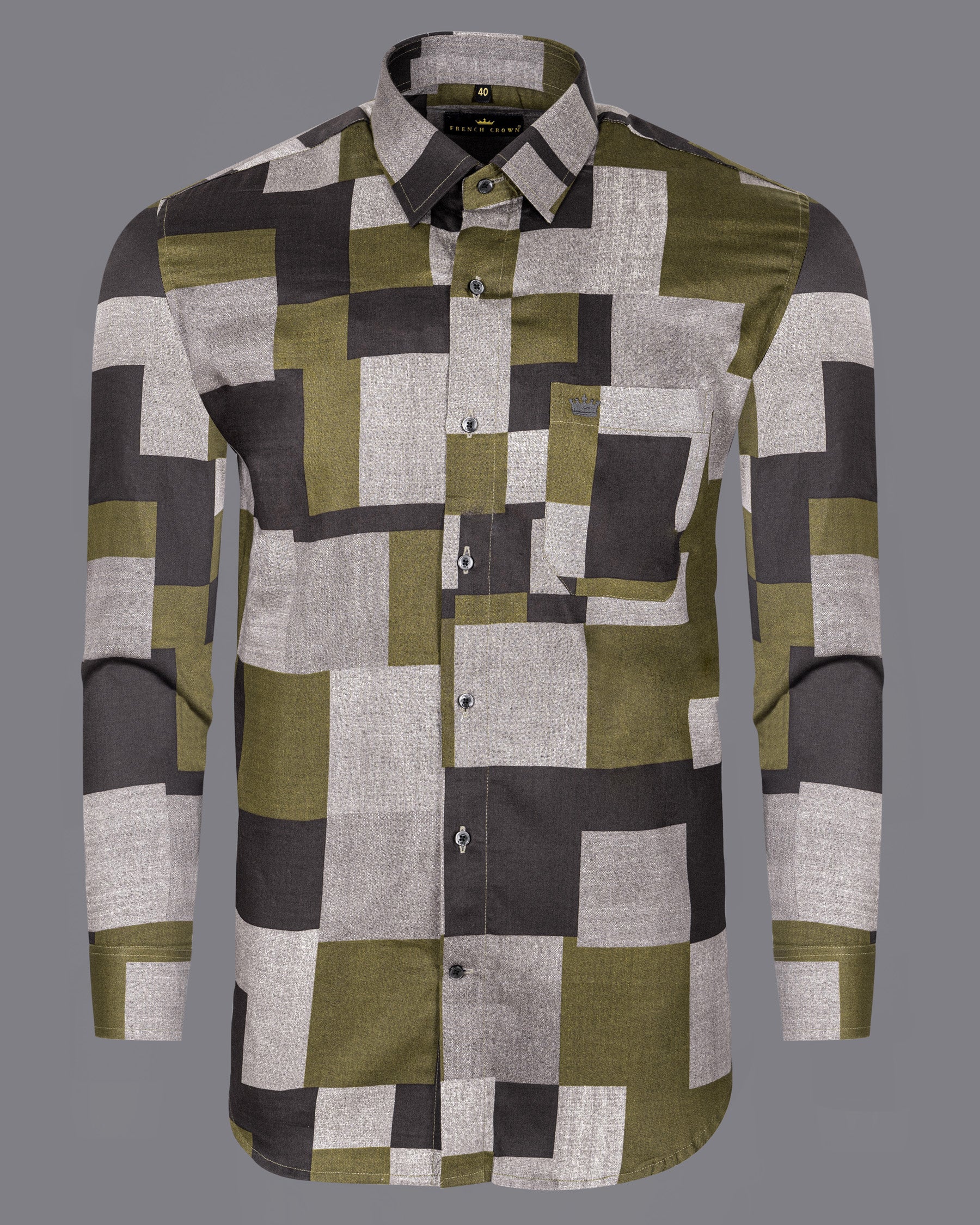 Ash Grey with Don Juan and Sycamore Green abstract art printed Premium Cotton Shirt 5304-BLK-38, 5304-BLK-H-38, 5304-BLK-39, 5304-BLK-H-39, 5304-BLK-40, 5304-BLK-H-40, 5304-BLK-42, 5304-BLK-H-42, 5304-BLK-44, 5304-BLK-H-44, 5304-BLK-46, 5304-BLK-H-46, 5304-BLK-48, 5304-BLK-H-48, 5304-BLK-50, 5304-BLK-H-50, 5304-BLK-52, 5304-BLK-H-52