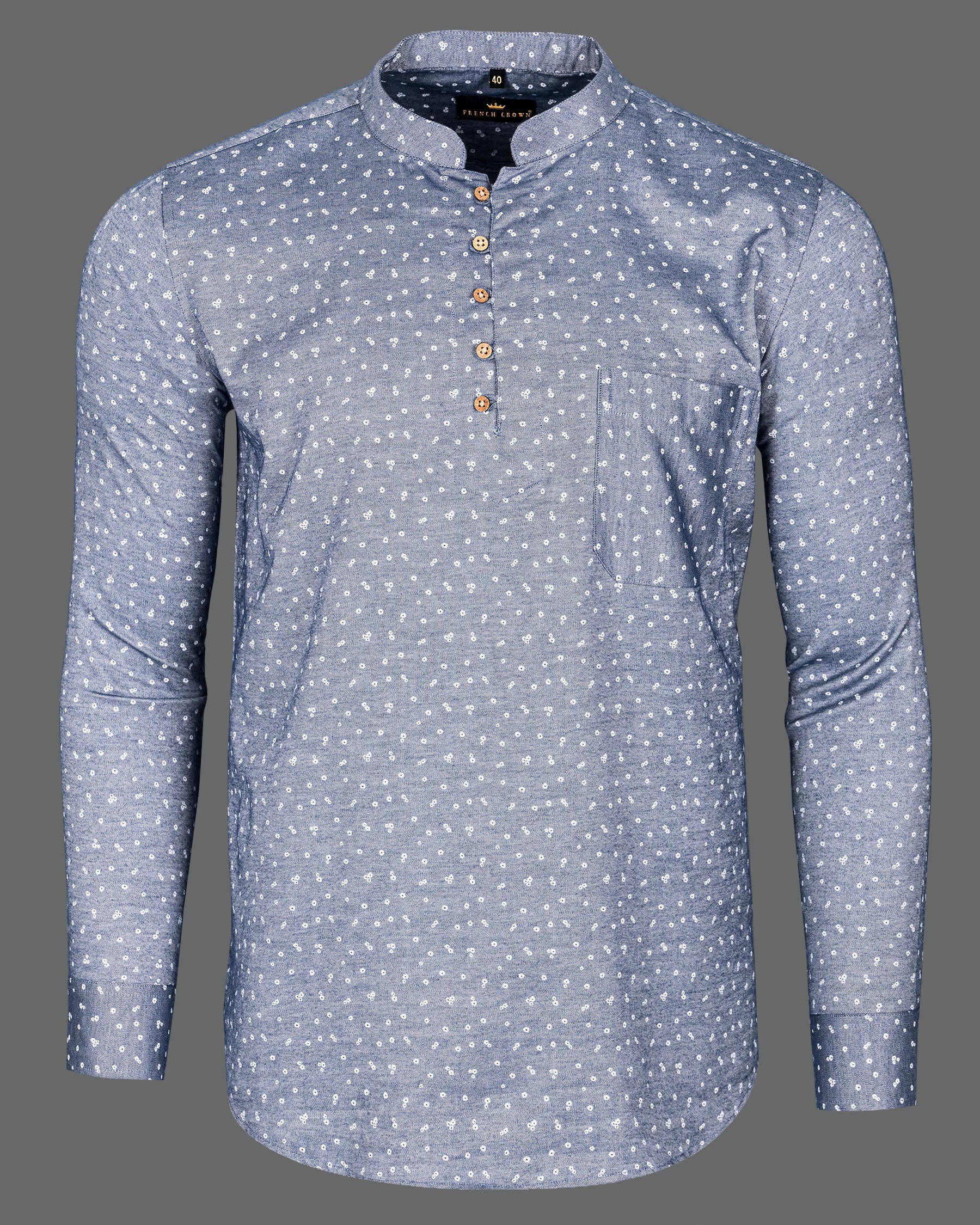 Waterloo Grey Chambray Premium Cotton Kurta Shirt 5364-KS-38, 5364-KS-H-38, 5364-KS-39, 5364-KS-H-39, 5364-KS-40, 5364-KS-H-40, 5364-KS-42, 5364-KS-H-42, 5364-KS-44, 5364-KS-H-44, 5364-KS-46, 5364-KS-H-46, 5364-KS-48, 5364-KS-H-48, 5364-KS-50, 5364-KS-H-50, 5364-KS-52, 5364-KS-H-52