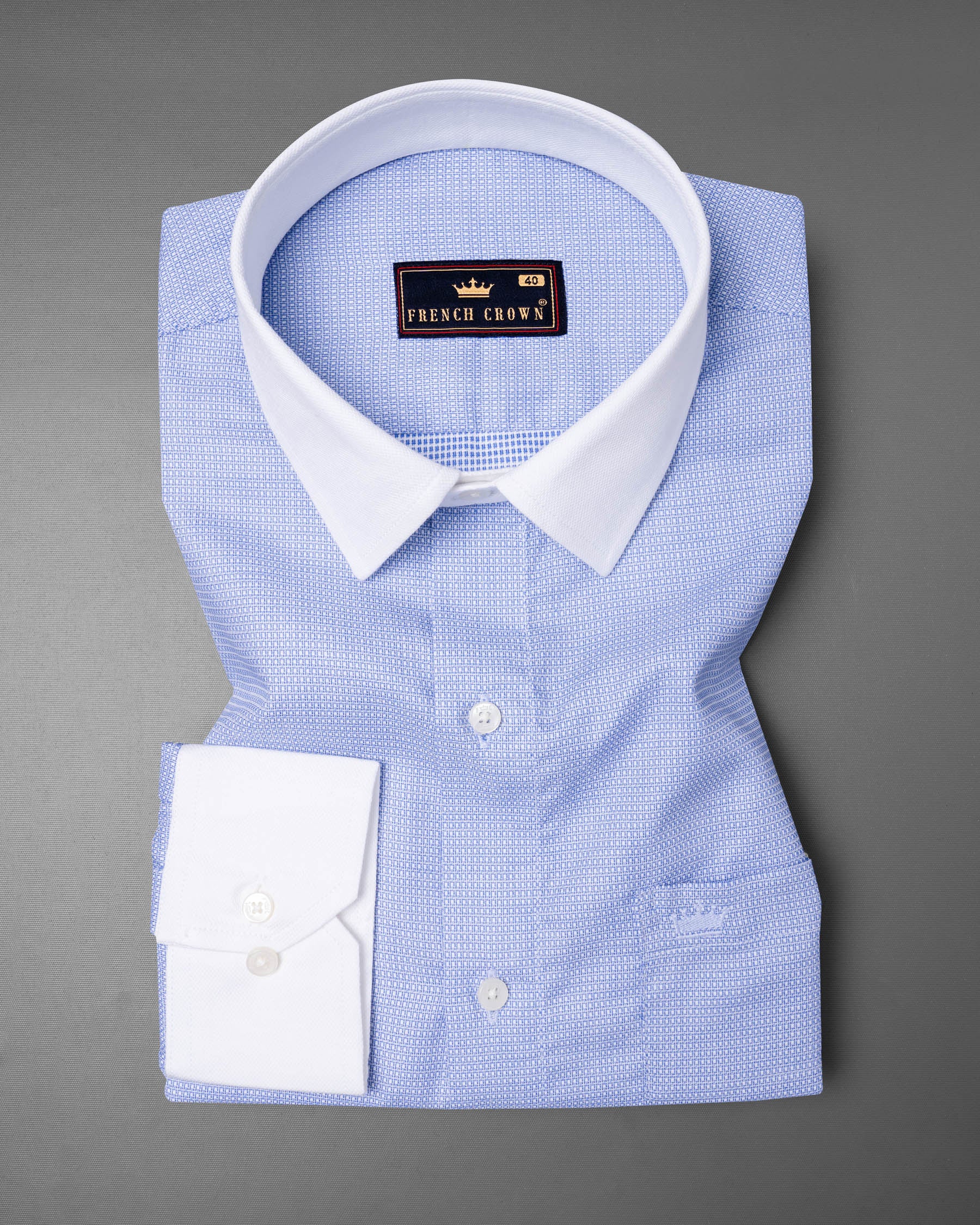 Blue with White Collar Textured Premium Cotton Shirt 5403-WCC-38, 5403-WCC-H-38, 5403-WCC-39, 5403-WCC-H-39, 5403-WCC-40, 5403-WCC-H-40, 5403-WCC-42, 5403-WCC-H-42, 5403-WCC-44, 5403-WCC-H-44, 5403-WCC-46, 5403-WCC-H-46, 5403-WCC-48, 5403-WCC-H-48, 5403-WCC-50, 5403-WCC-H-50, 5403-WCC-52, 5403-WCC-H-52