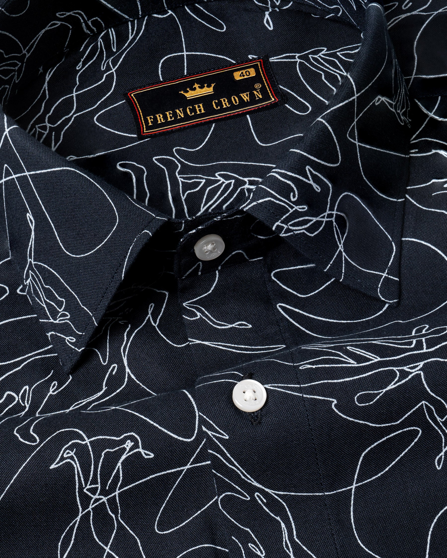 Mirage Black Dog print with Unbroken line art Royal Oxford Shirt 5405-38, 5405-H-38, 5405-39, 5405-H-39, 5405-40, 5405-H-40, 5405-42, 5405-H-42, 5405-44, 5405-H-44, 5405-46, 5405-H-46, 5405-48, 5405-H-48, 5405-50, 5405-H-50, 5405-52, 5405-H-52