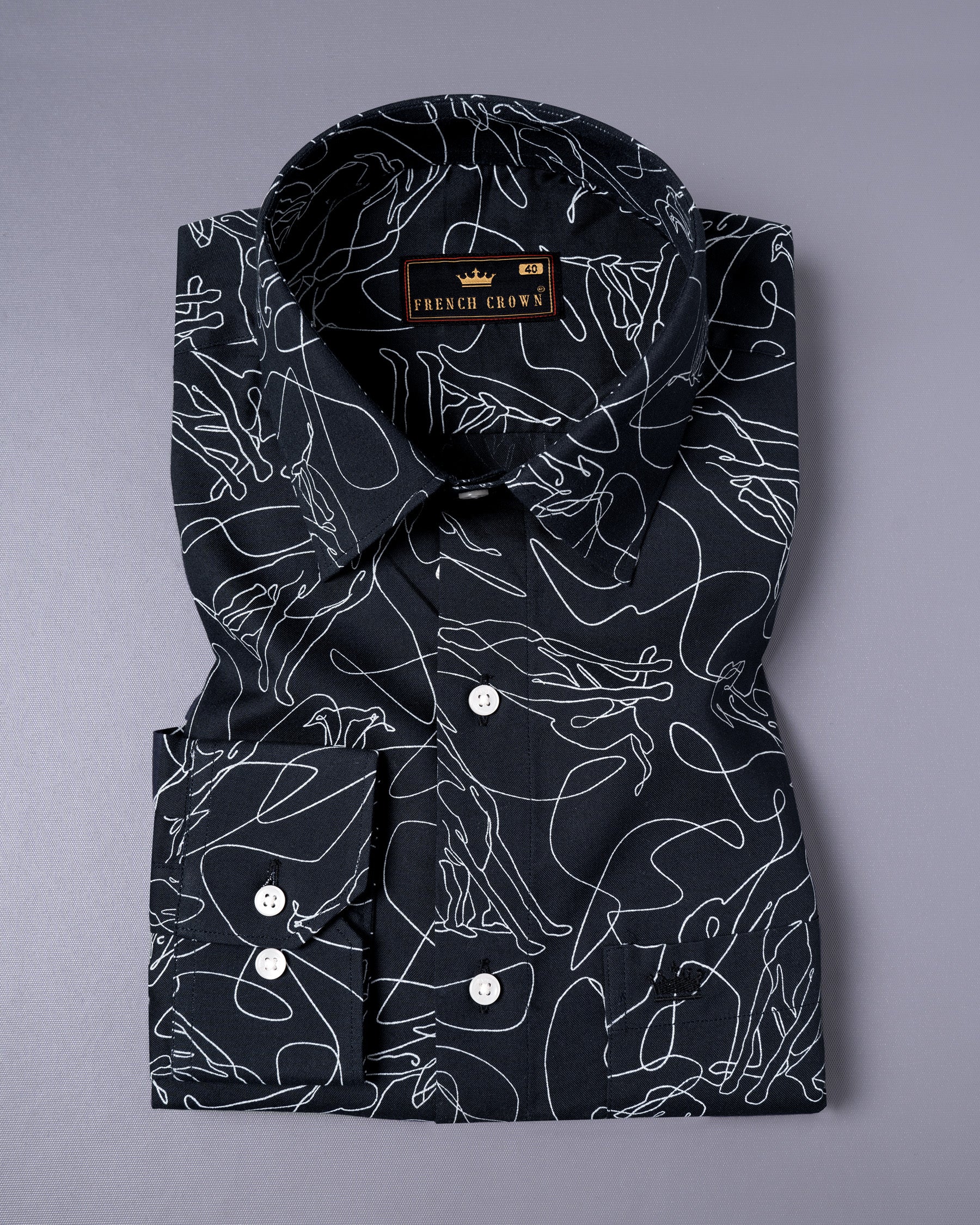 Mirage Black Dog print with Unbroken line art Royal Oxford Shirt 5405-38, 5405-H-38, 5405-39, 5405-H-39, 5405-40, 5405-H-40, 5405-42, 5405-H-42, 5405-44, 5405-H-44, 5405-46, 5405-H-46, 5405-48, 5405-H-48, 5405-50, 5405-H-50, 5405-52, 5405-H-52