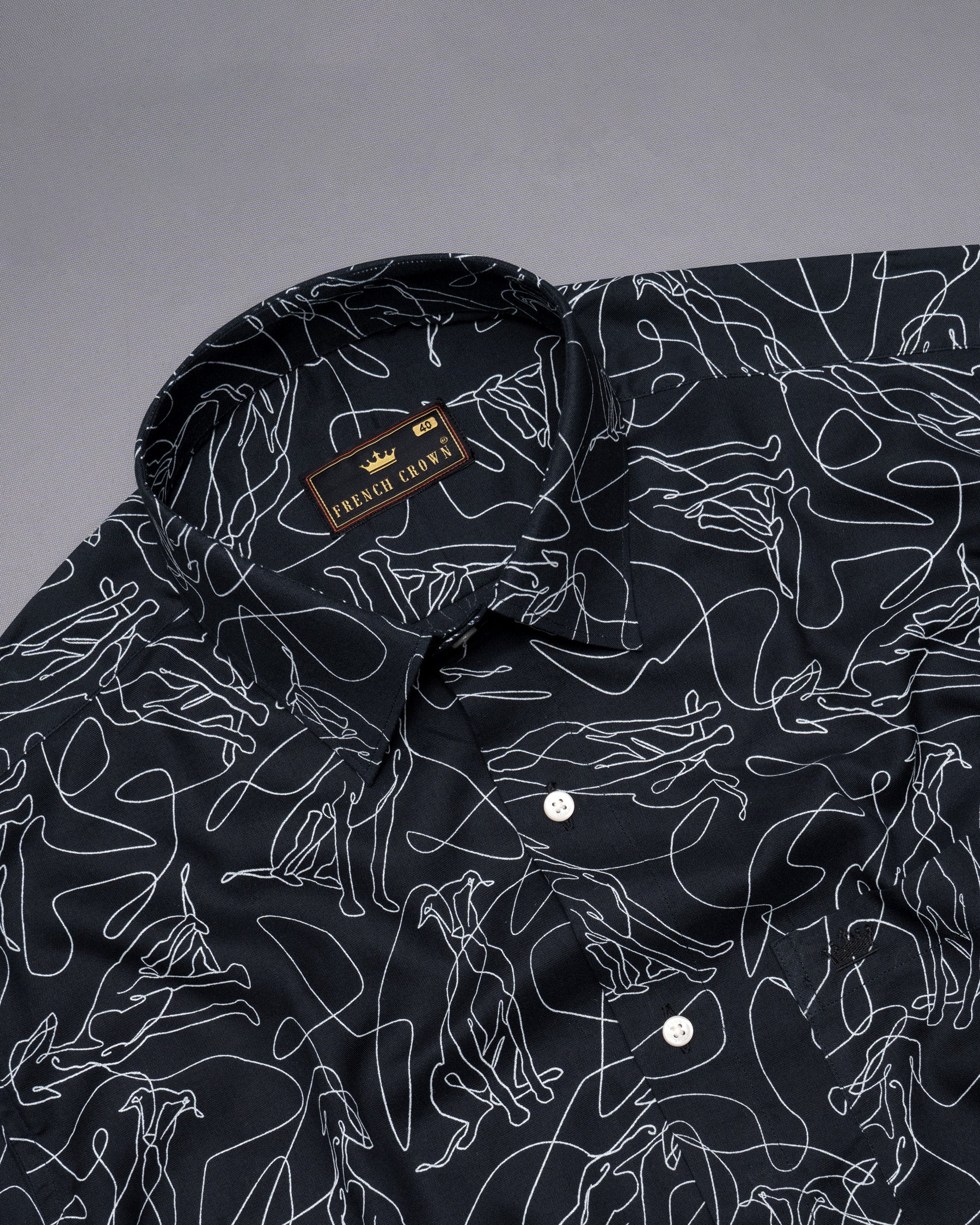 Mirage Black Dog print with Unbroken line art Royal Oxford Shirt 5405-38, 5405-H-38, 5405-39, 5405-H-39, 5405-40, 5405-H-40, 5405-42, 5405-H-42, 5405-44, 5405-H-44, 5405-46, 5405-H-46, 5405-48, 5405-H-48, 5405-50, 5405-H-50, 5405-52, 5405-H-52