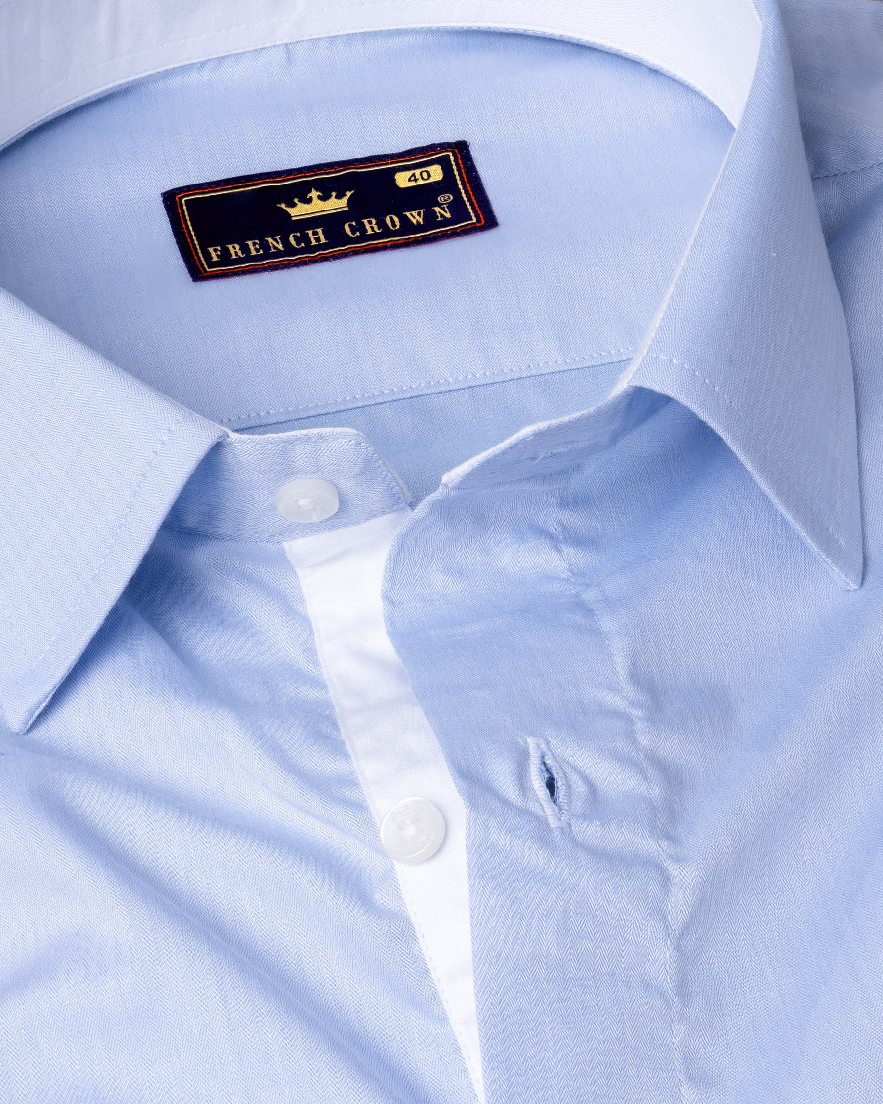 Sky Blue with White Collar Herringbone Premium Cotton Shirt 5412-CLOTH-P-38, 5412-CLOTH-P-H-38, 5412-CLOTH-P-39, 5412-CLOTH-P-H-39, 5412-CLOTH-P-40, 5412-CLOTH-P-H-40, 5412-CLOTH-P-42, 5412-CLOTH-P-H-42, 5412-CLOTH-P-44, 5412-CLOTH-P-H-44, 5412-CLOTH-P-46, 5412-CLOTH-P-H-46, 5412-CLOTH-P-48, 5412-CLOTH-P-H-48, 5412-CLOTH-P-50, 5412-CLOTH-P-H-50, 5412-CLOTH-P-52, 5412-CLOTH-P-H-52