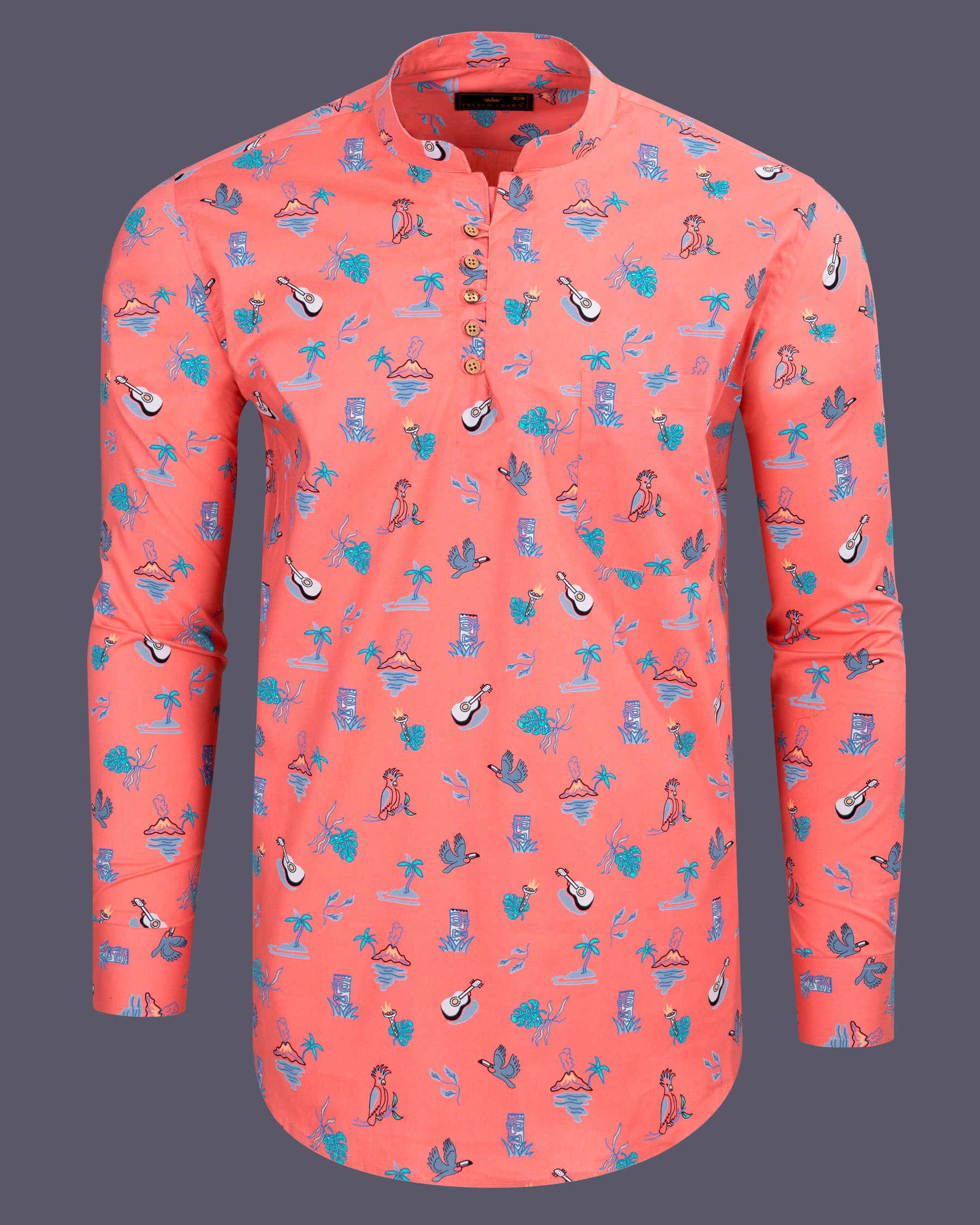 Salmon Printed Royal Oxford Kurta Shirt 5488-KS-38, 5488-KS-H-38, 5488-KS-39, 5488-KS-H-39, 5488-KS-40, 5488-KS-H-40, 5488-KS-42, 5488-KS-H-42, 5488-KS-44, 5488-KS-H-44, 5488-KS-46, 5488-KS-H-46, 5488-KS-48, 5488-KS-H-48, 5488-KS-50, 5488-KS-H-50, 5488-KS-52, 5488-KS-H-52