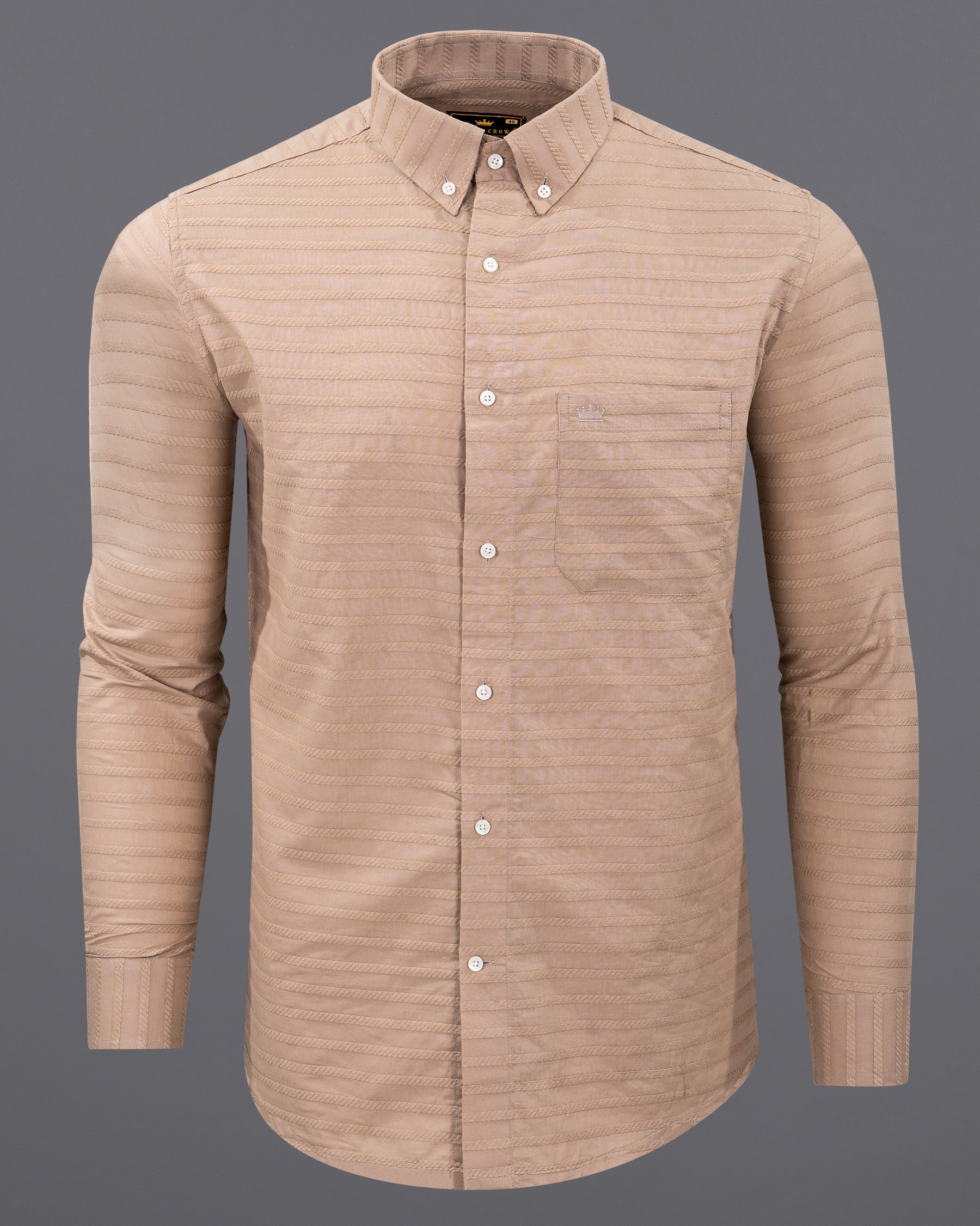 Quicksand Brown Rope Striped Dobby Textured Premium Giza Cotton Shirt 5493-BD-38, 5493-BD-H-38, 5493-BD-39, 5493-BD-H-39, 5493-BD-40, 5493-BD-H-40, 5493-BD-42, 5493-BD-H-42, 5493-BD-44, 5493-BD-H-44, 5493-BD-46, 5493-BD-H-46, 5493-BD-48, 5493-BD-H-48, 5493-BD-50, 5493-BD-H-50, 5493-BD-52, 5493-BD-H-52