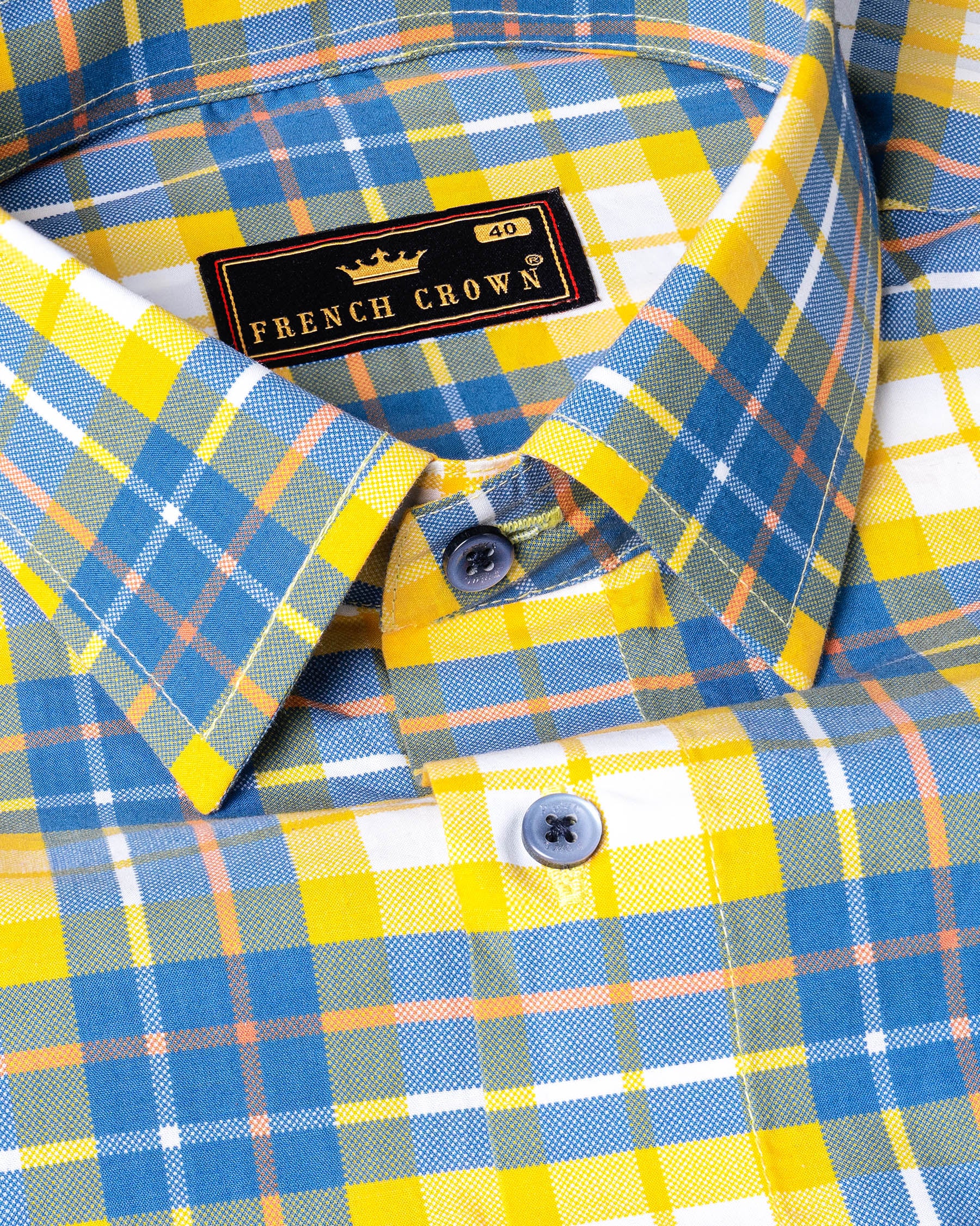 Mackerel Blue with Lemon Plaid Premium Cotton Shirt 5497-BLE-38, 5497-BLE-H-38, 5497-BLE-39, 5497-BLE-H-39, 5497-BLE-40, 5497-BLE-H-40, 5497-BLE-42, 5497-BLE-H-42, 5497-BLE-44, 5497-BLE-H-44, 5497-BLE-46, 5497-BLE-H-46, 5497-BLE-48, 5497-BLE-H-48, 5497-BLE-50, 5497-BLE-H-50, 5497-BLE-52, 5497-BLE-H-52