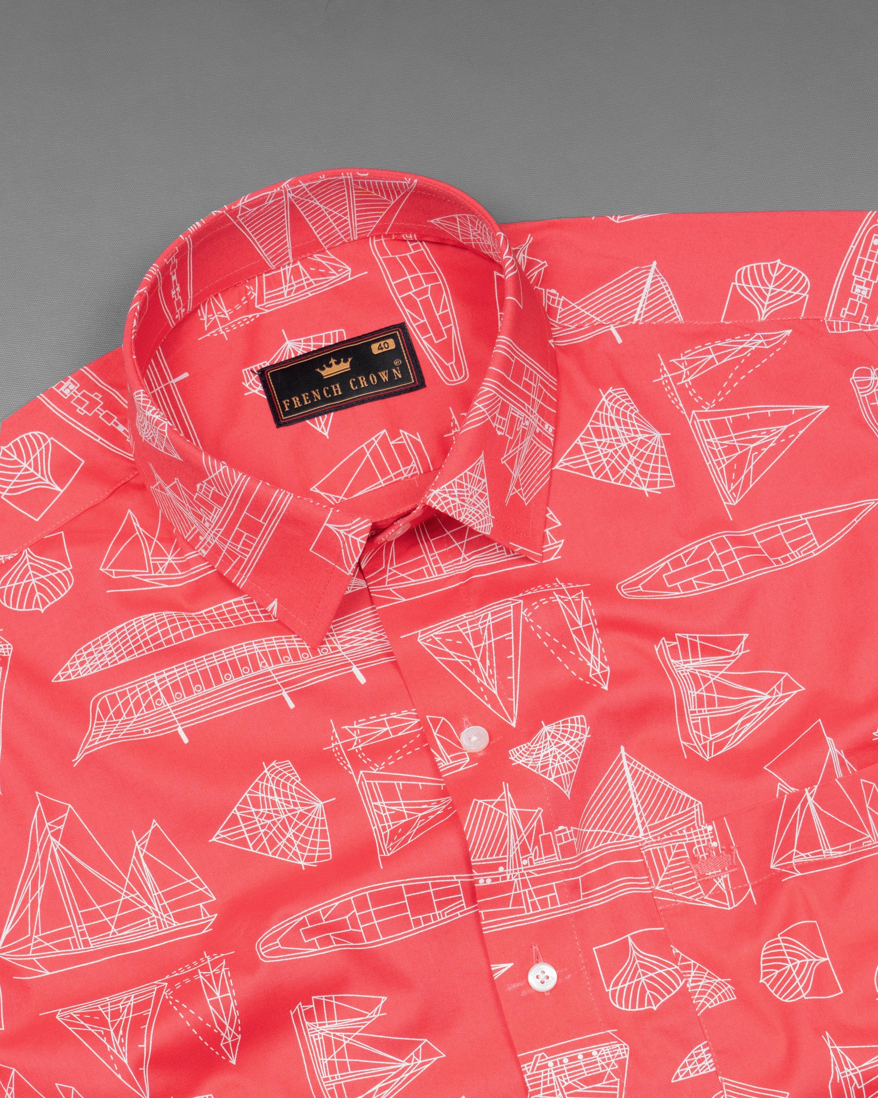 Carnation Pink Ship Blue Print Printed Premium Cotton Shirt 5502-38, 5502-H-38, 5502-39, 5502-H-39, 5502-40, 5502-H-40, 5502-42, 5502-H-42, 5502-44, 5502-H-44, 5502-46, 5502-H-46, 5502-48, 5502-H-48, 5502-50, 5502-H-50, 5502-52, 5502-H-52